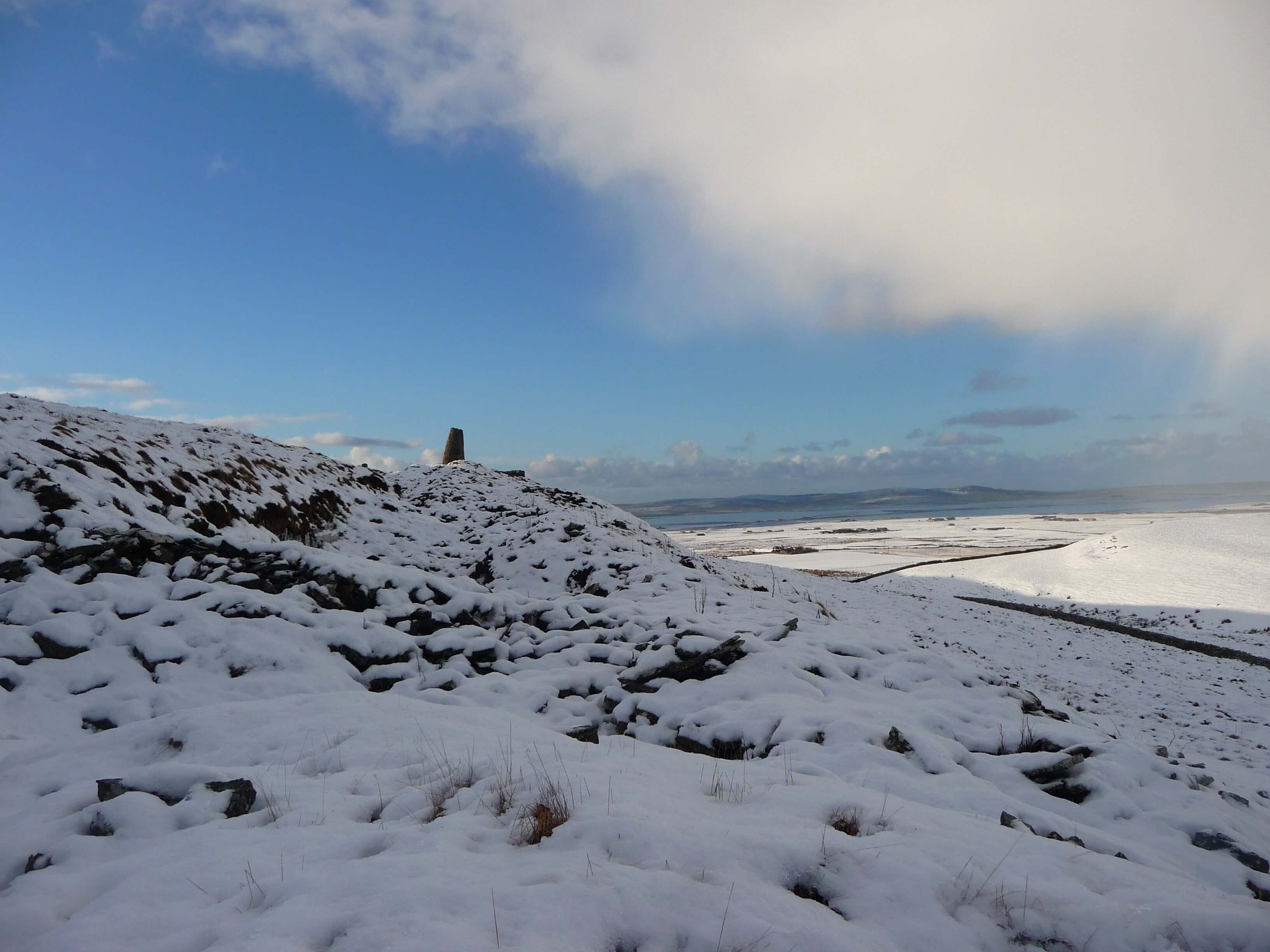 Buckle's Tower, perched high on a lonely hill. View of the tower, Firth, Orkney, Scotland