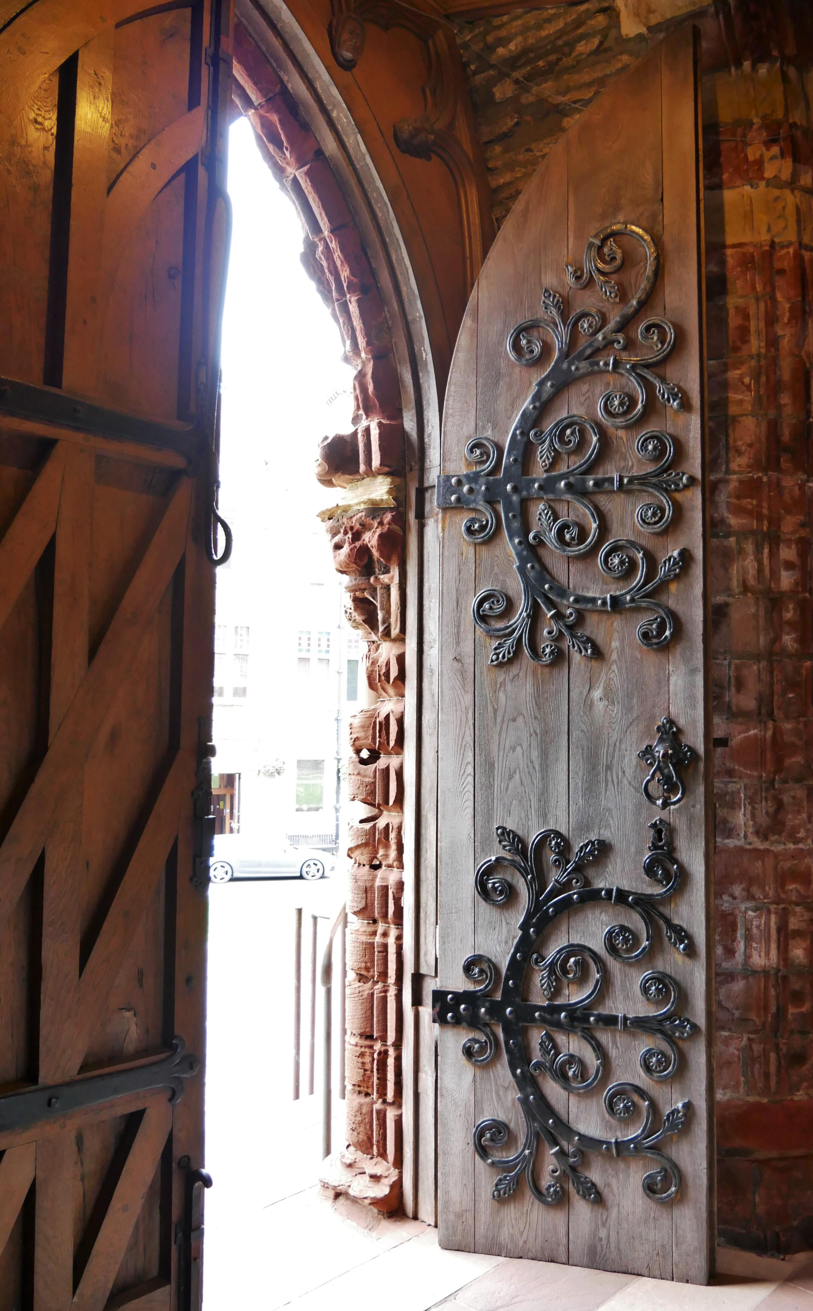 Ornate front door of the cathedral - Kirkwall, Orkney, Scotland, UK