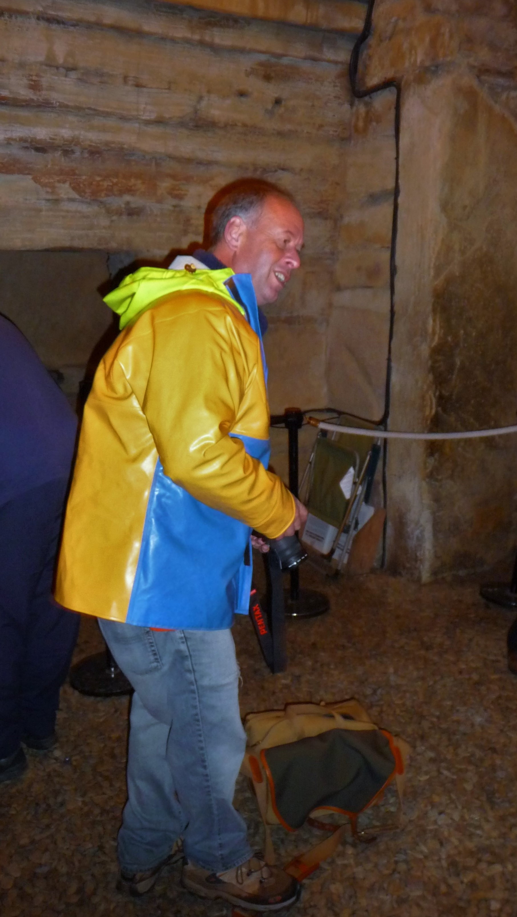 Colin enjoying himself in Maeshowe Dr Colin Richards in Orkney at the Neolithic chambered tomb in Stenness, Orkney Islands, Scotland. www.Orkneyology.com