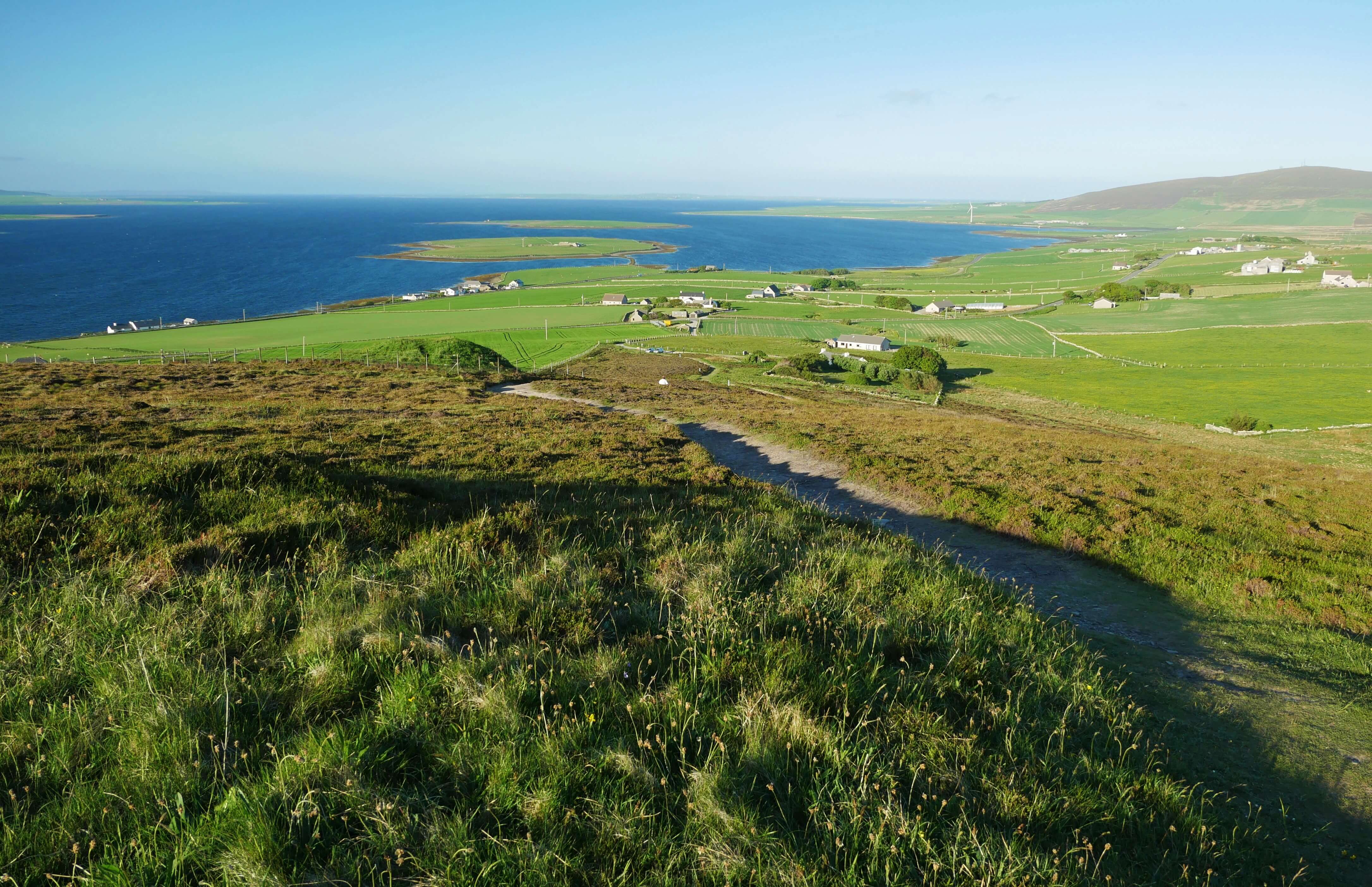 The view from the chambered cairn, Finstown, Orkney, Scotland