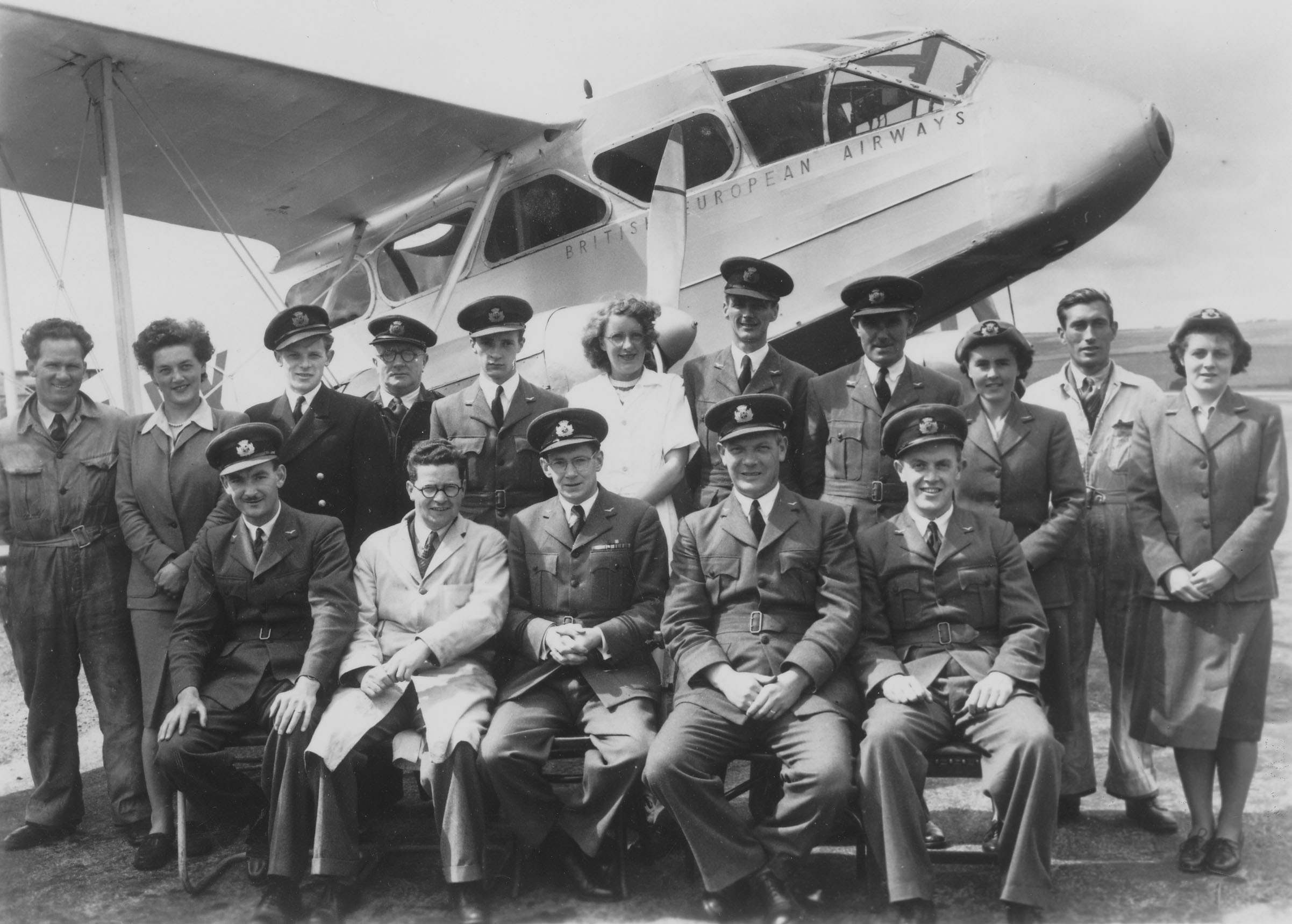 Early BEA staff at the airport in Kirkwall, Orkney Islands, Scotland. www.orkneyology.com