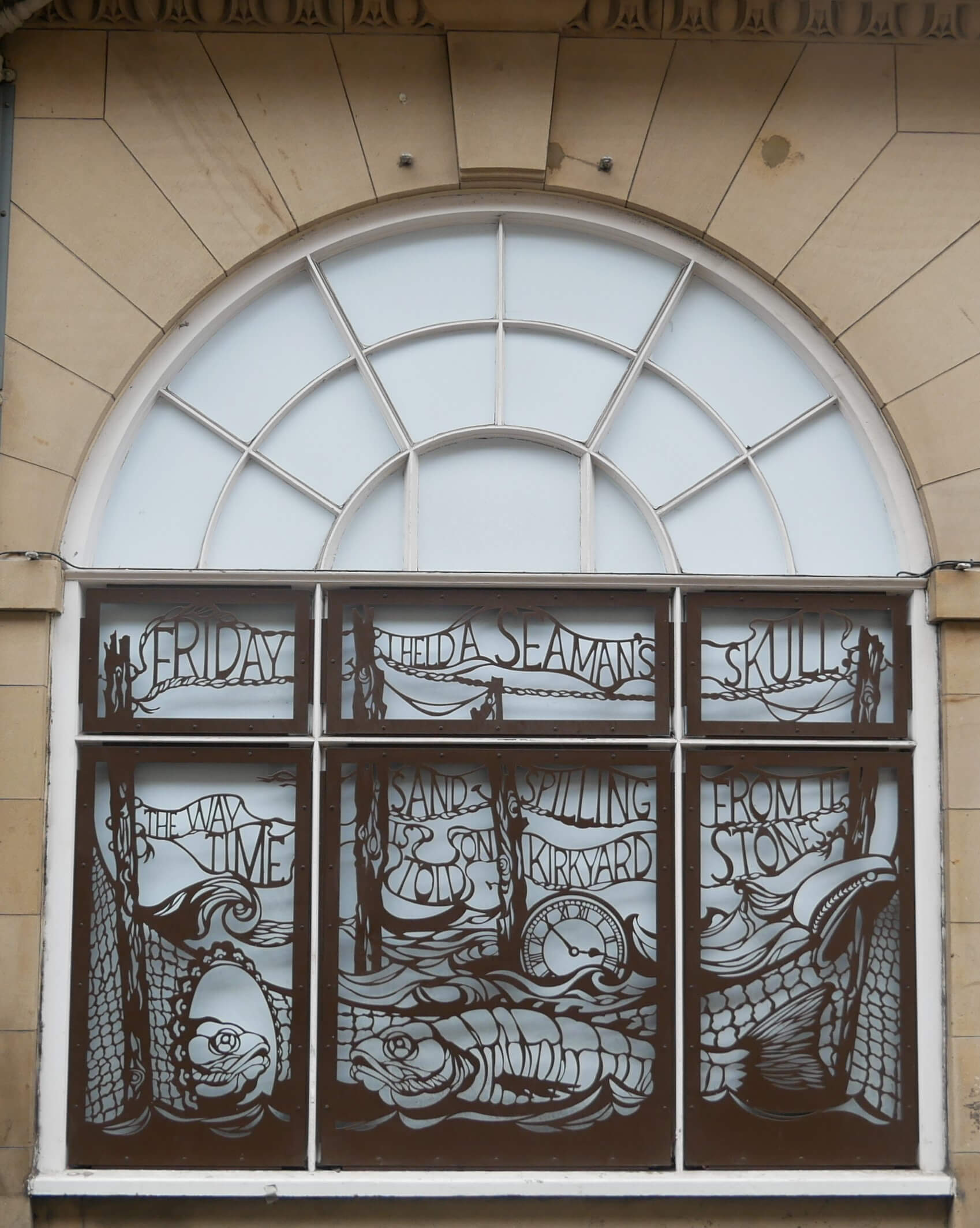 Orkney poet GMB's beloved poem, "Beachcomber" enshrined in window art in Edinburgh