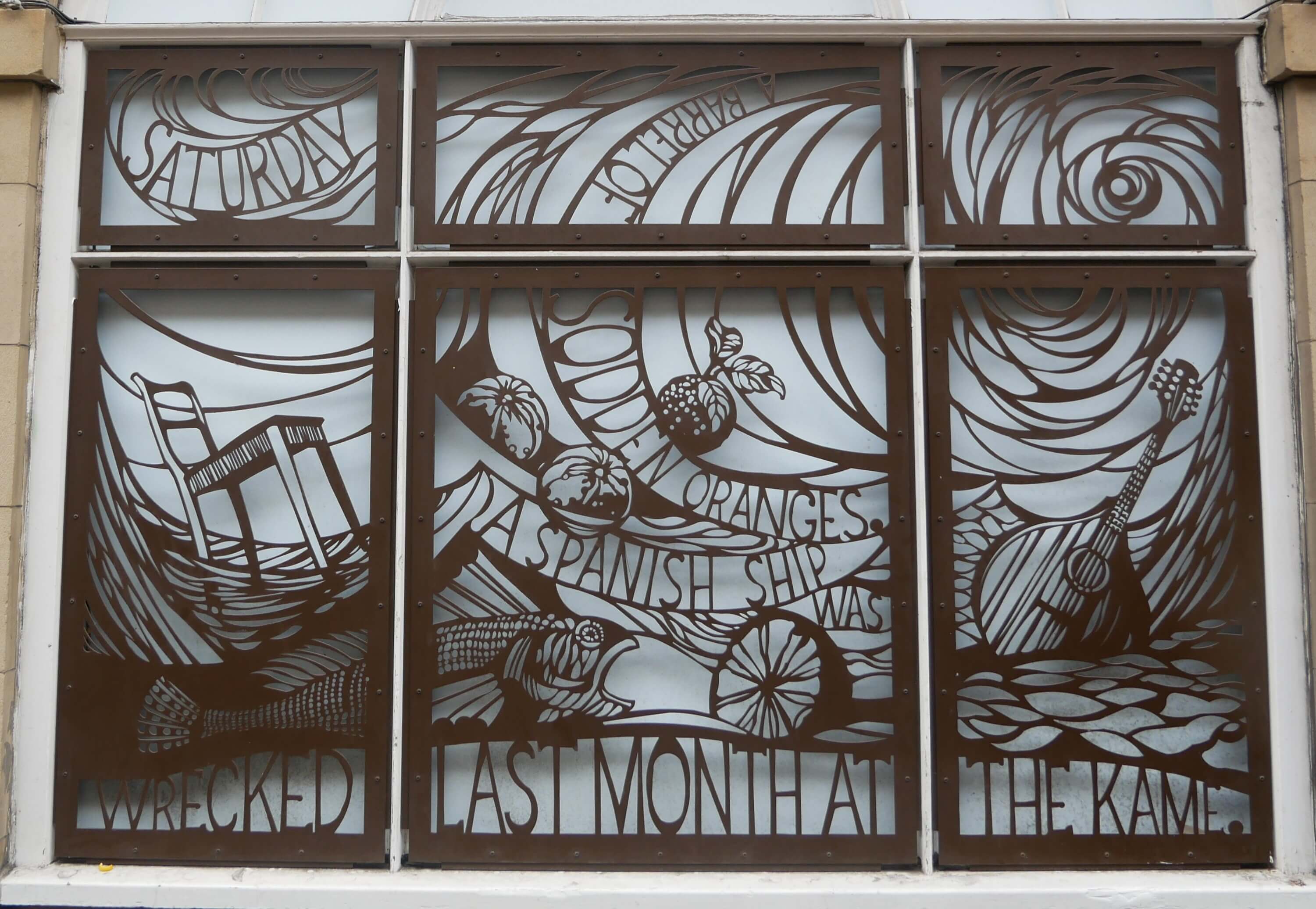 Orkney poet GMB's beloved poem, "Beachcomber" enshrined in window art in Edinburgh