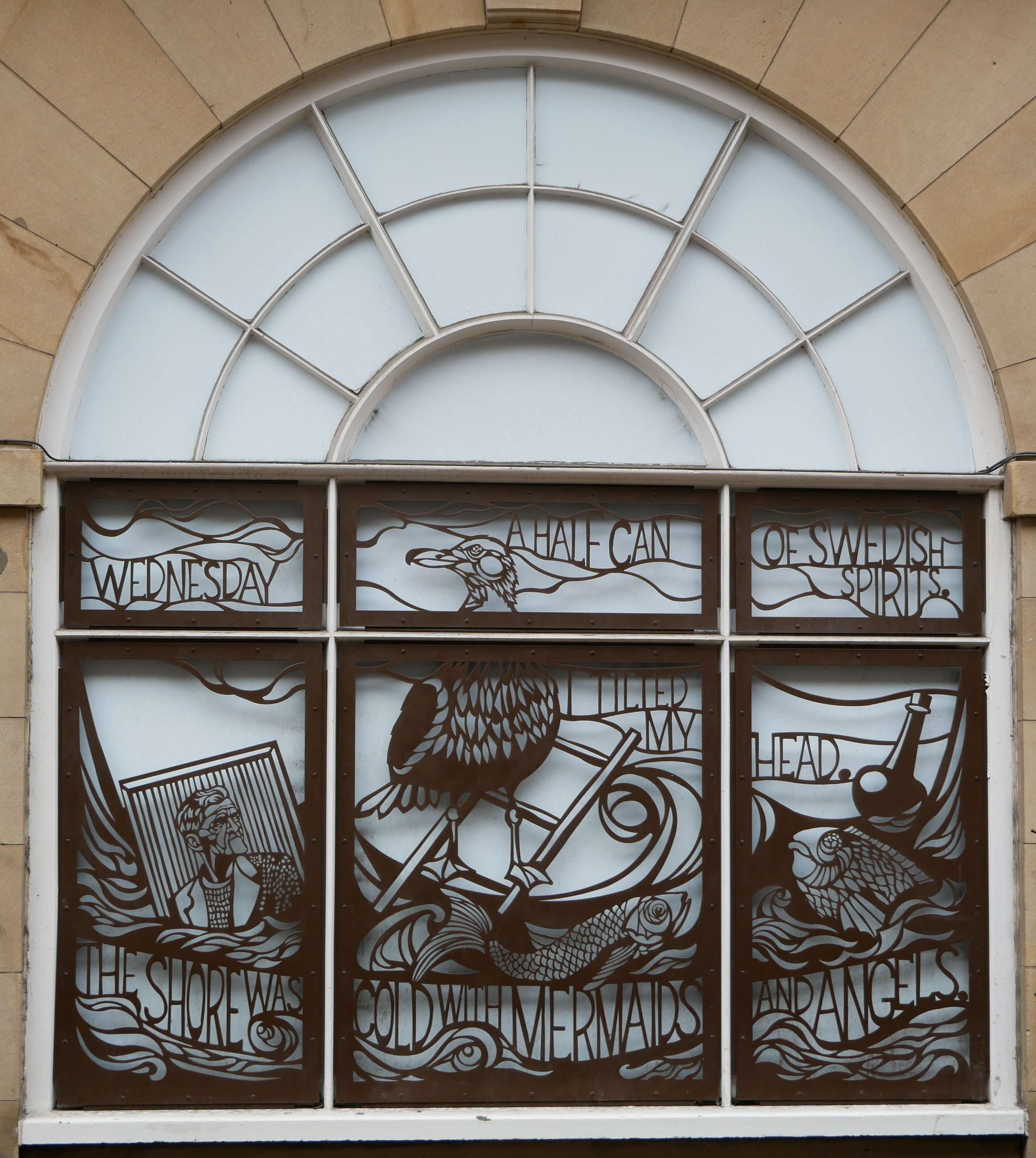 Orkney poet GMB's beloved poem, "Beachcomber" enshrined in window art in Edinburgh