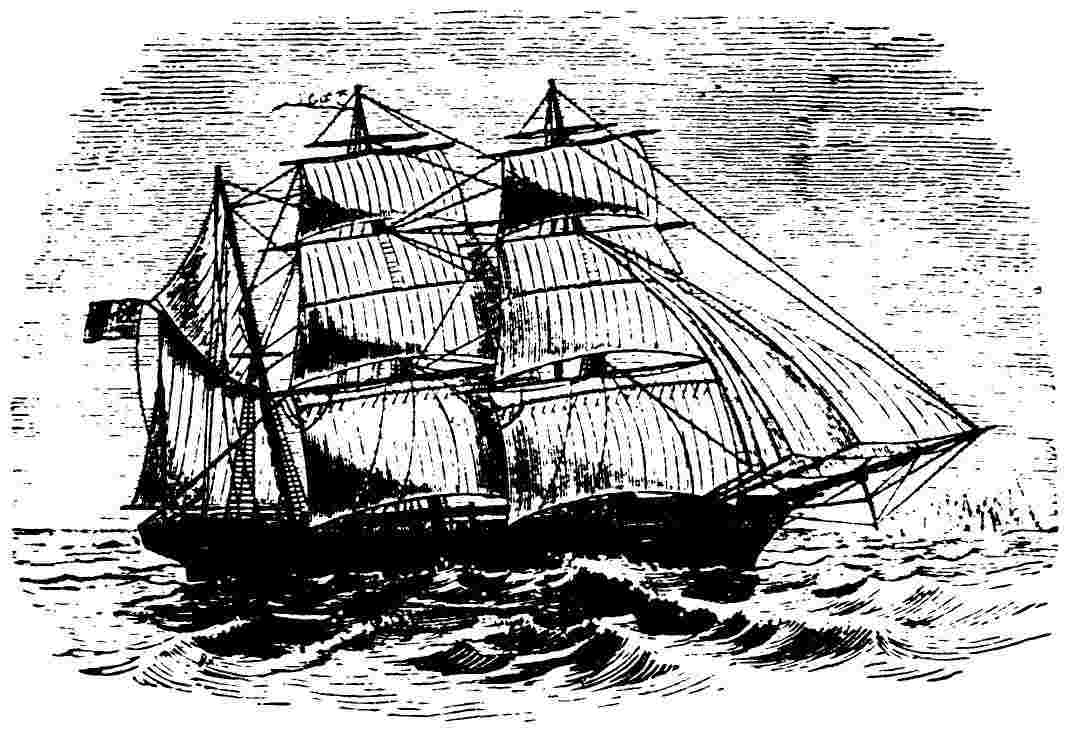 Etching of the fourth Harmony, commanded by Capt. Henry Linklater from the Orkney island of Graemsay, Orkney Islands, Scotland  - Orkneyology.com