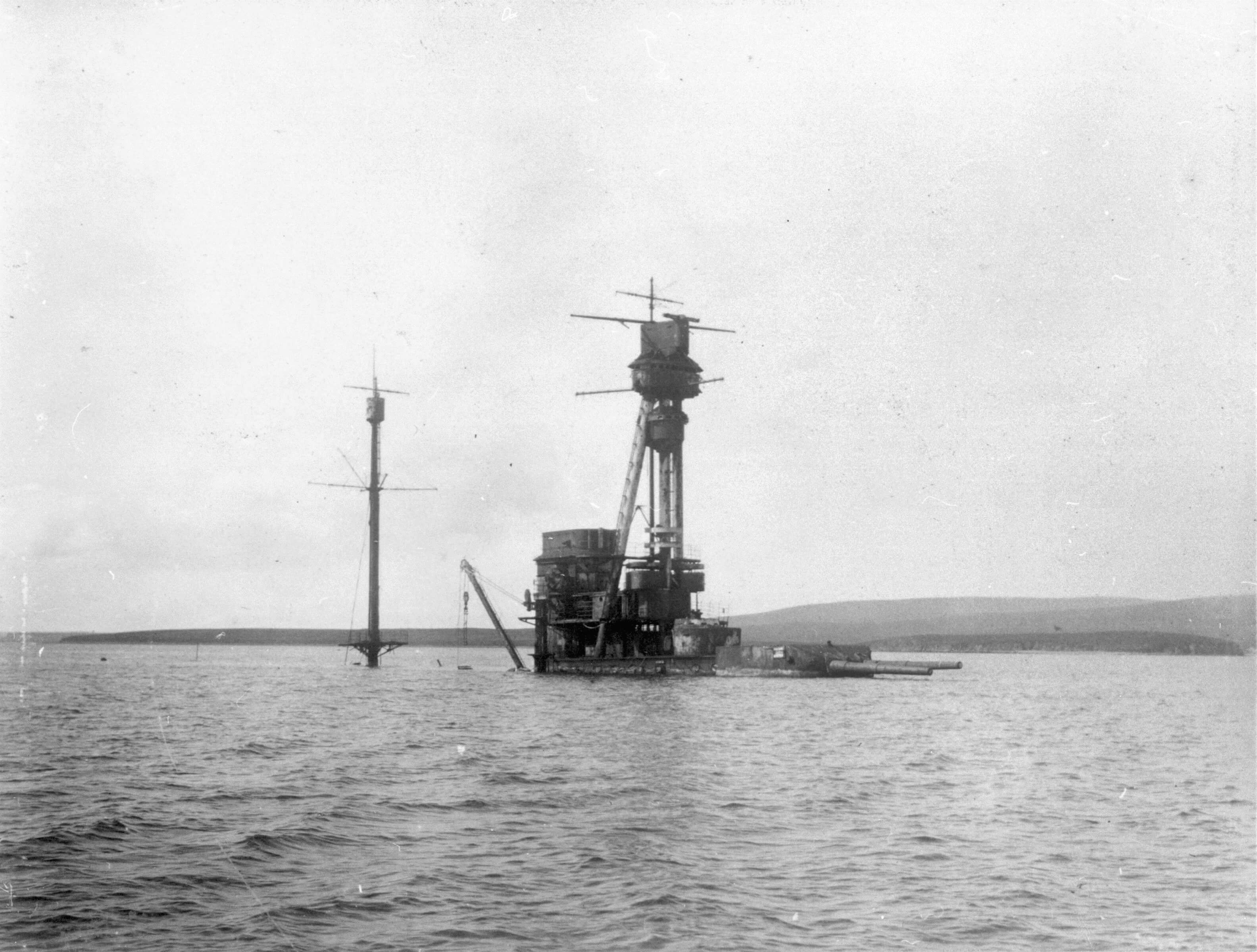 German Fleet ship Hindenburg sunk in Orkney Islands' Scapa Flow, Scotland, WWI