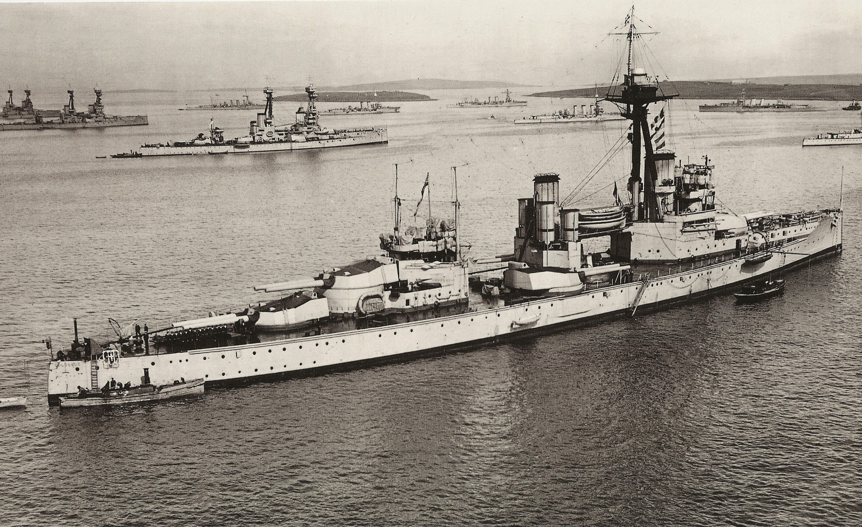 HMS Colossus and British Grand Fleet in Scapa Flow, WWI, Orkney Islands, Scotland