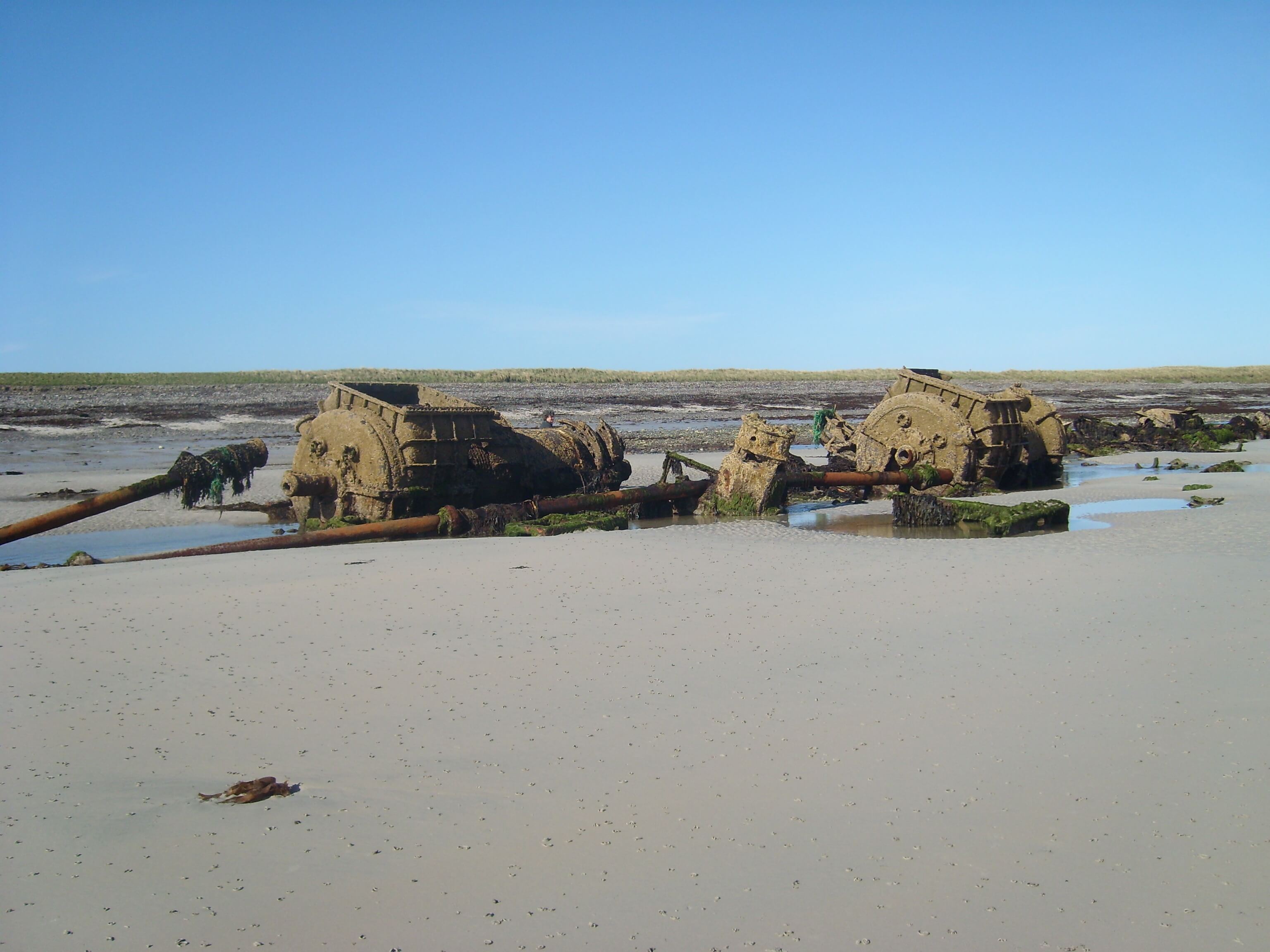 The German WWI mail ship B98 ashore today in Sanday, Orkney Islands, Scotland