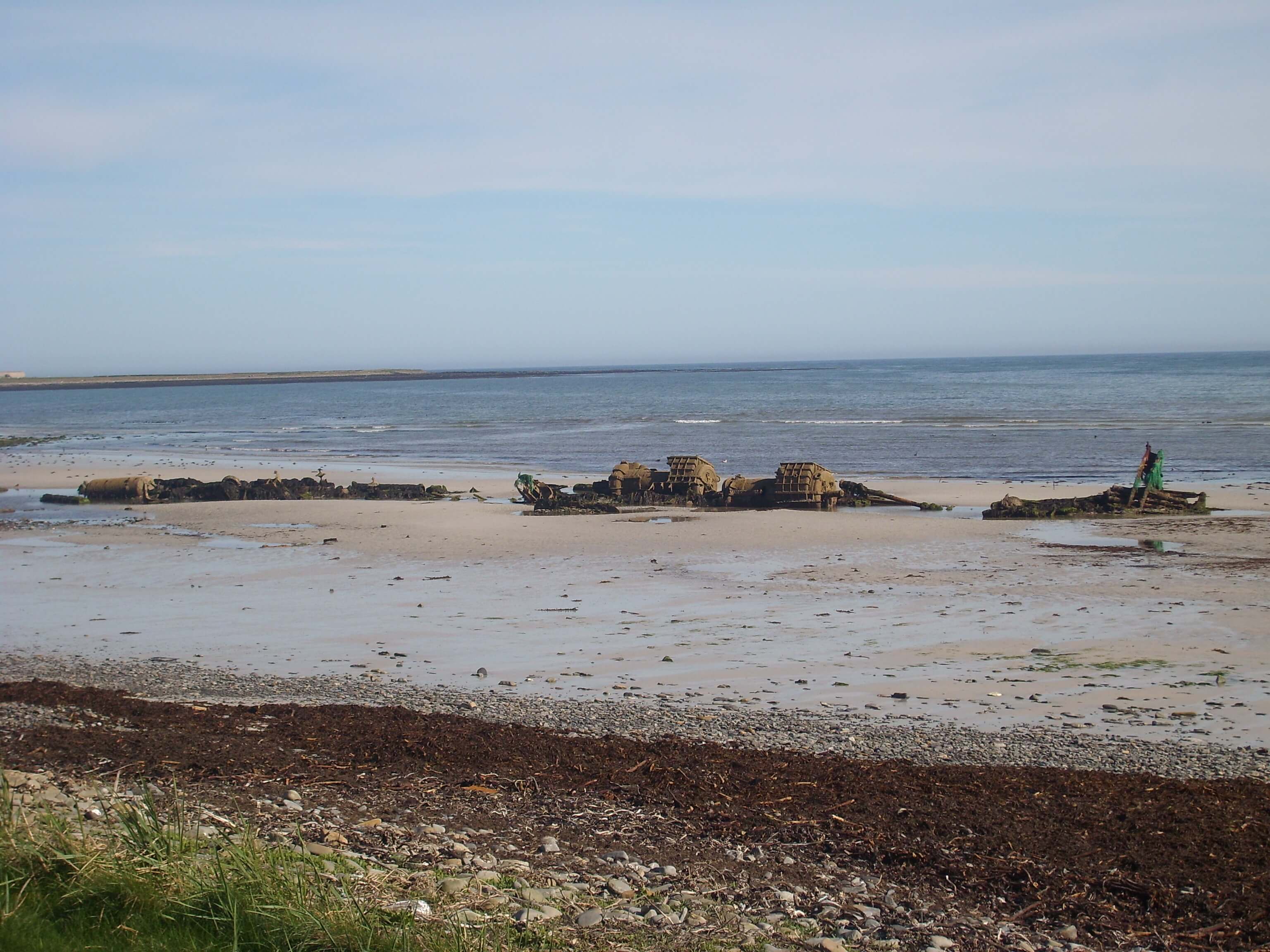 The German WWI mail ship B98 ashore today in Sanday, Orkney Islands, Scotland