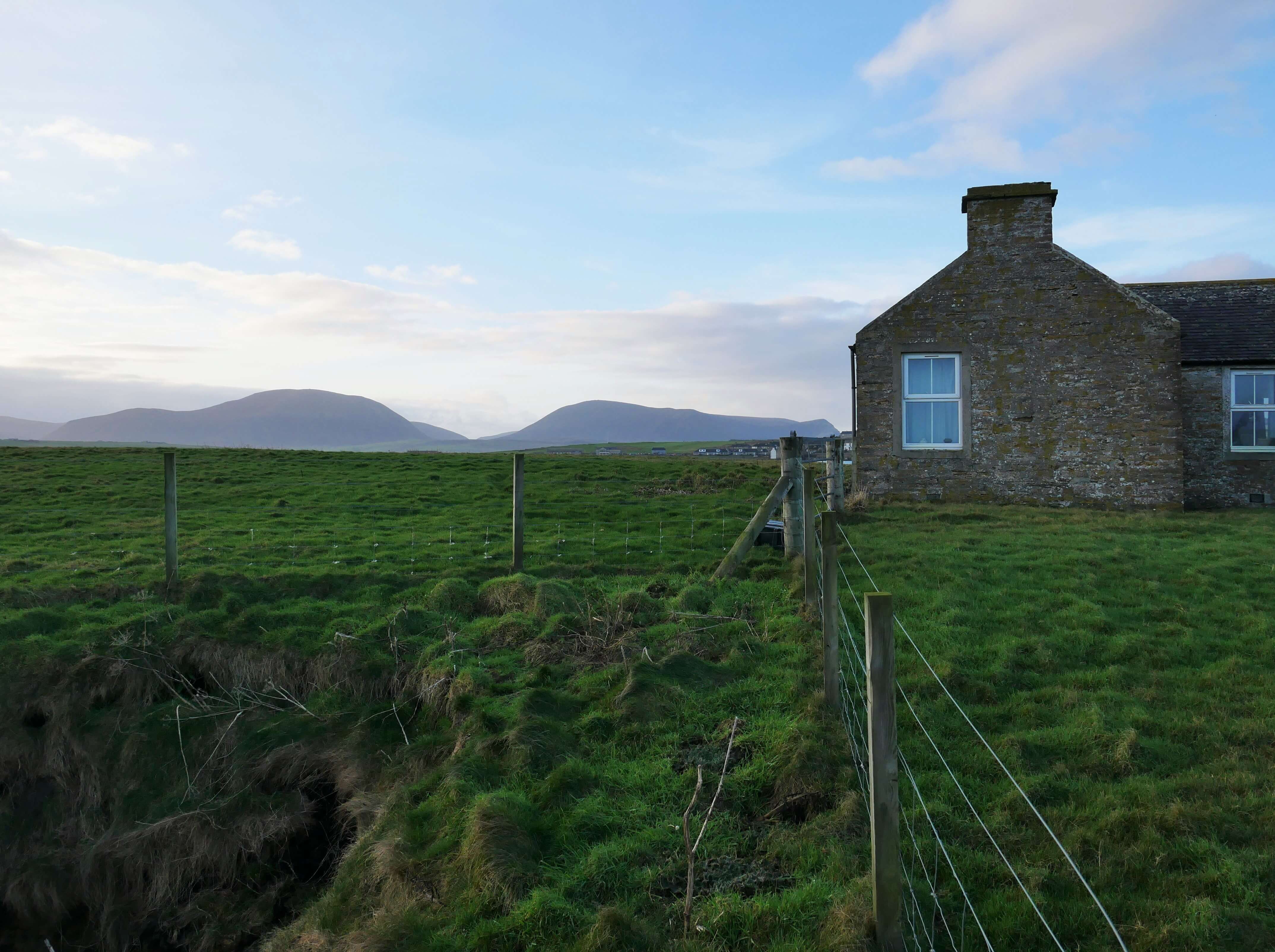 View of the Hoy hills from Stromness, Orkney Islands, Scotland. Orkneyology.com