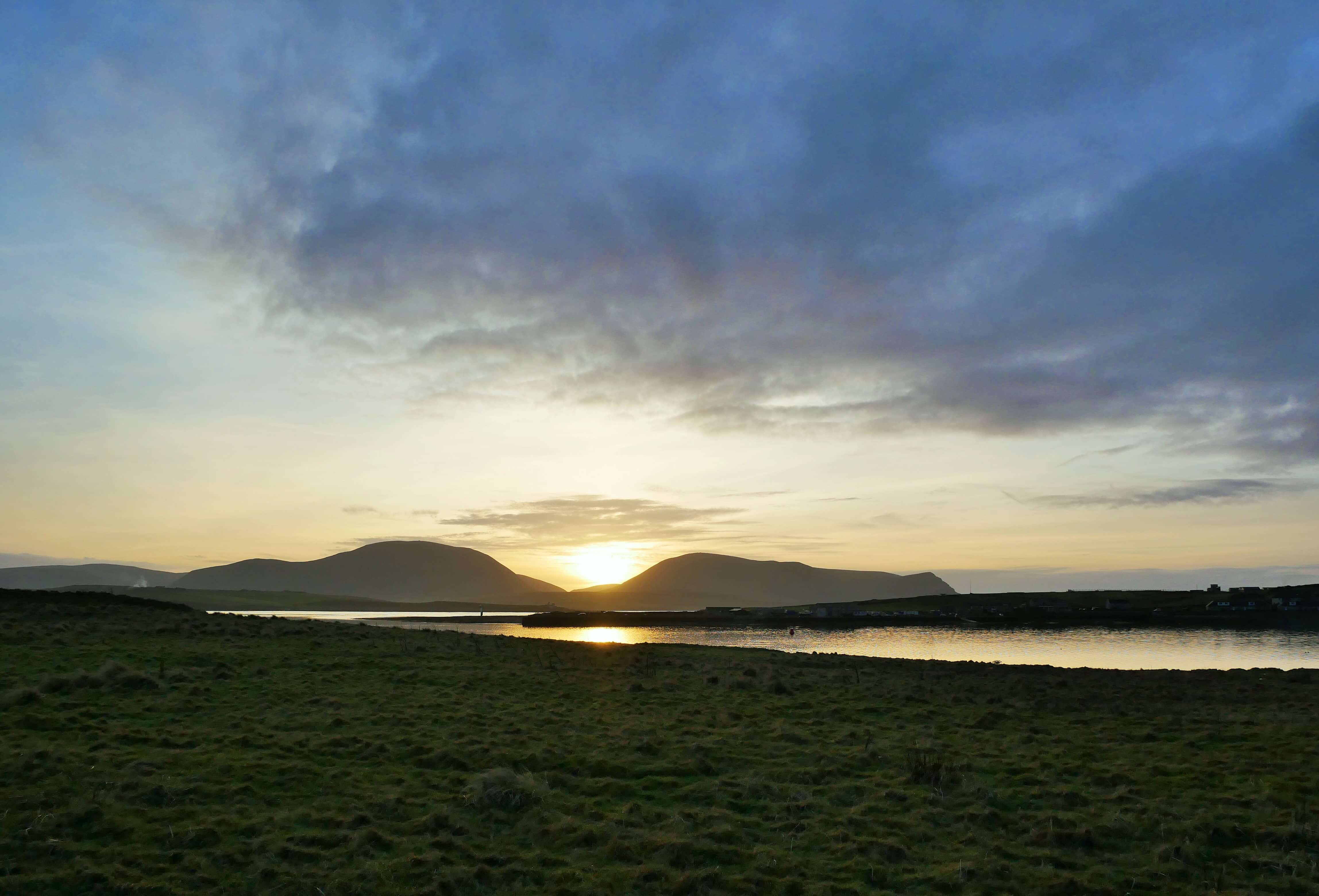 View of the hills of Hoy from Stromness, Orkney Islands, Scotland, UK