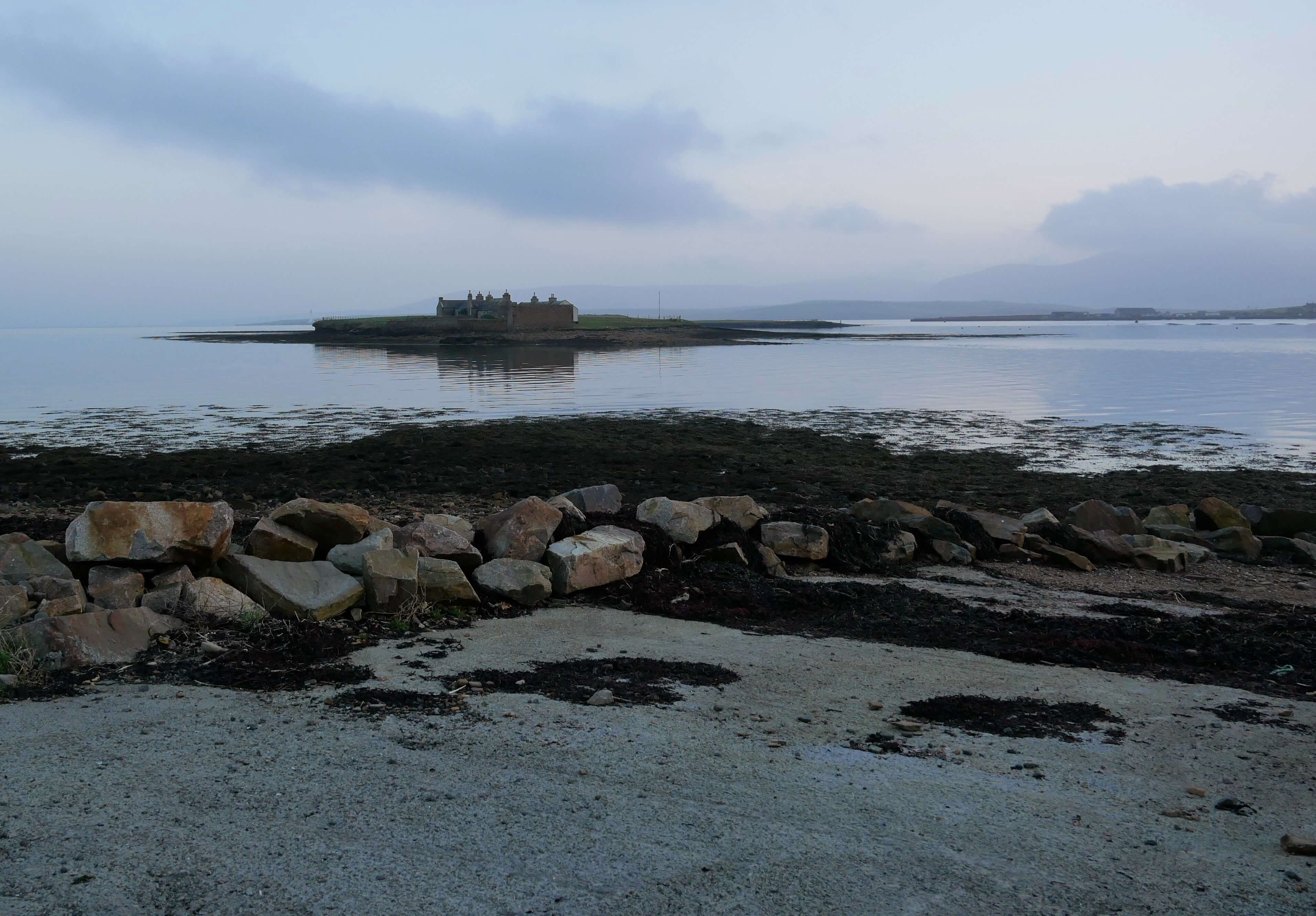 Tidal island: the Inner Holm, Stromness, Orkney Islands, Scotland, UK