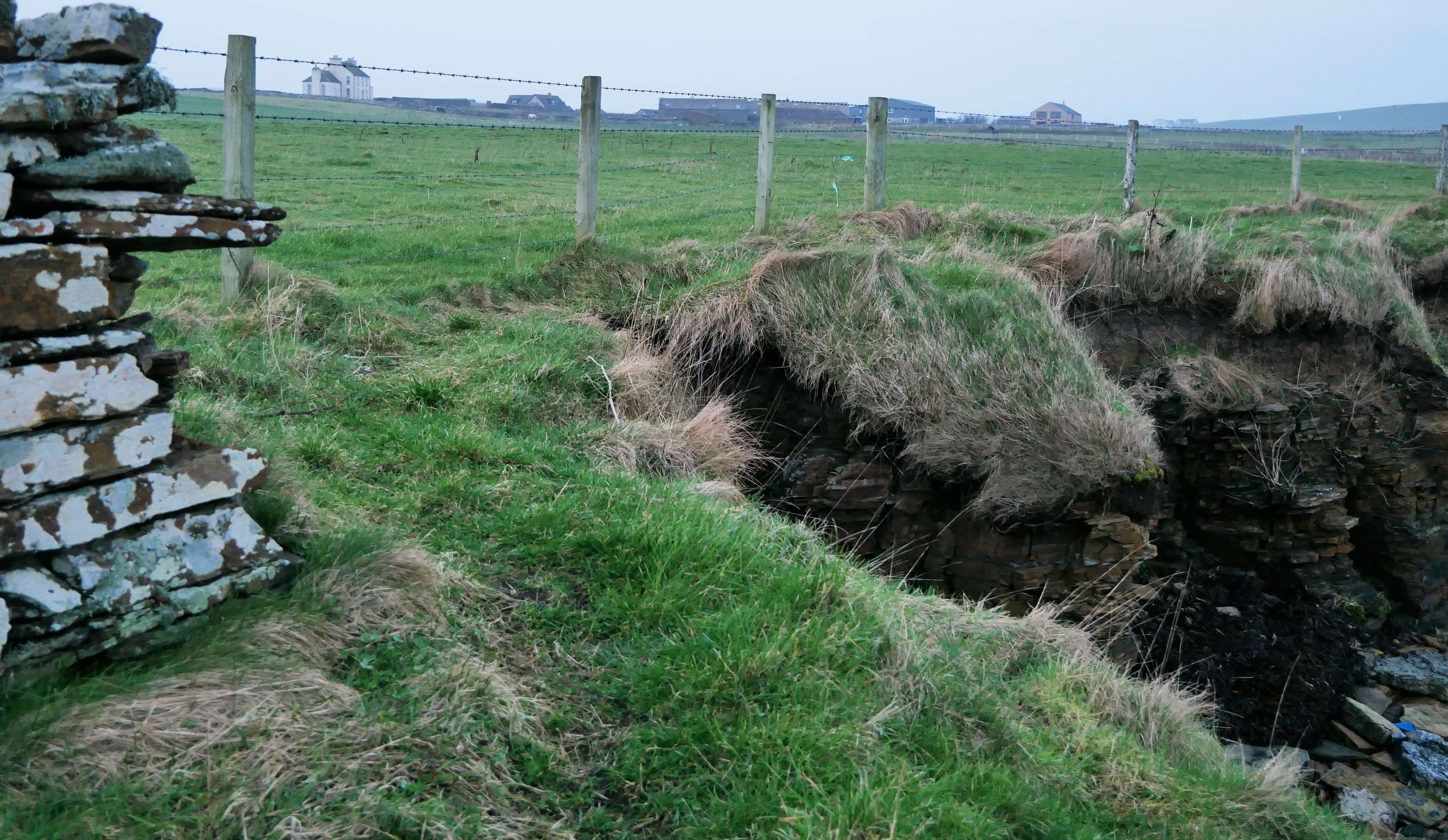 Eroded beach path in Orkney, Scotland