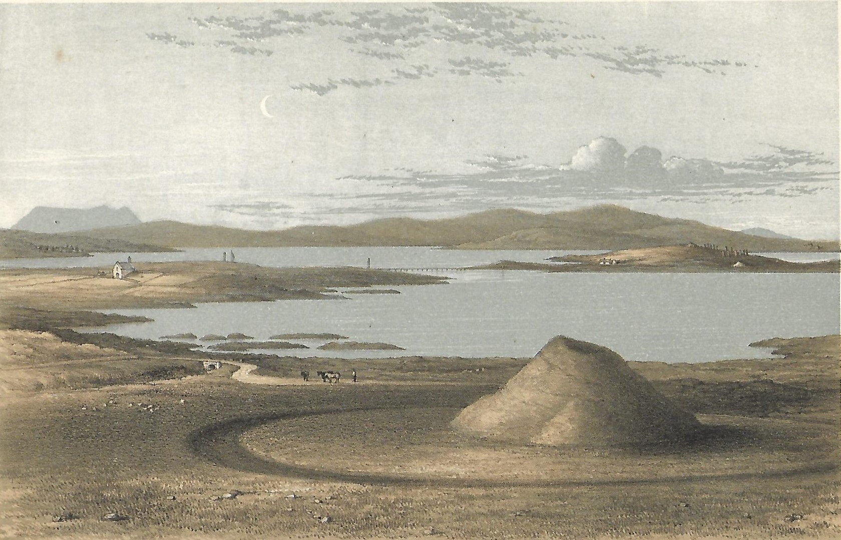 Conehead Old painting of the Neolithic chambered tomb in Stenness, Orkney Islands, Scotland, and the surrounding Heart of Neolithic Orkney UNESCO World Heritage Site. www.Orkneyology.com