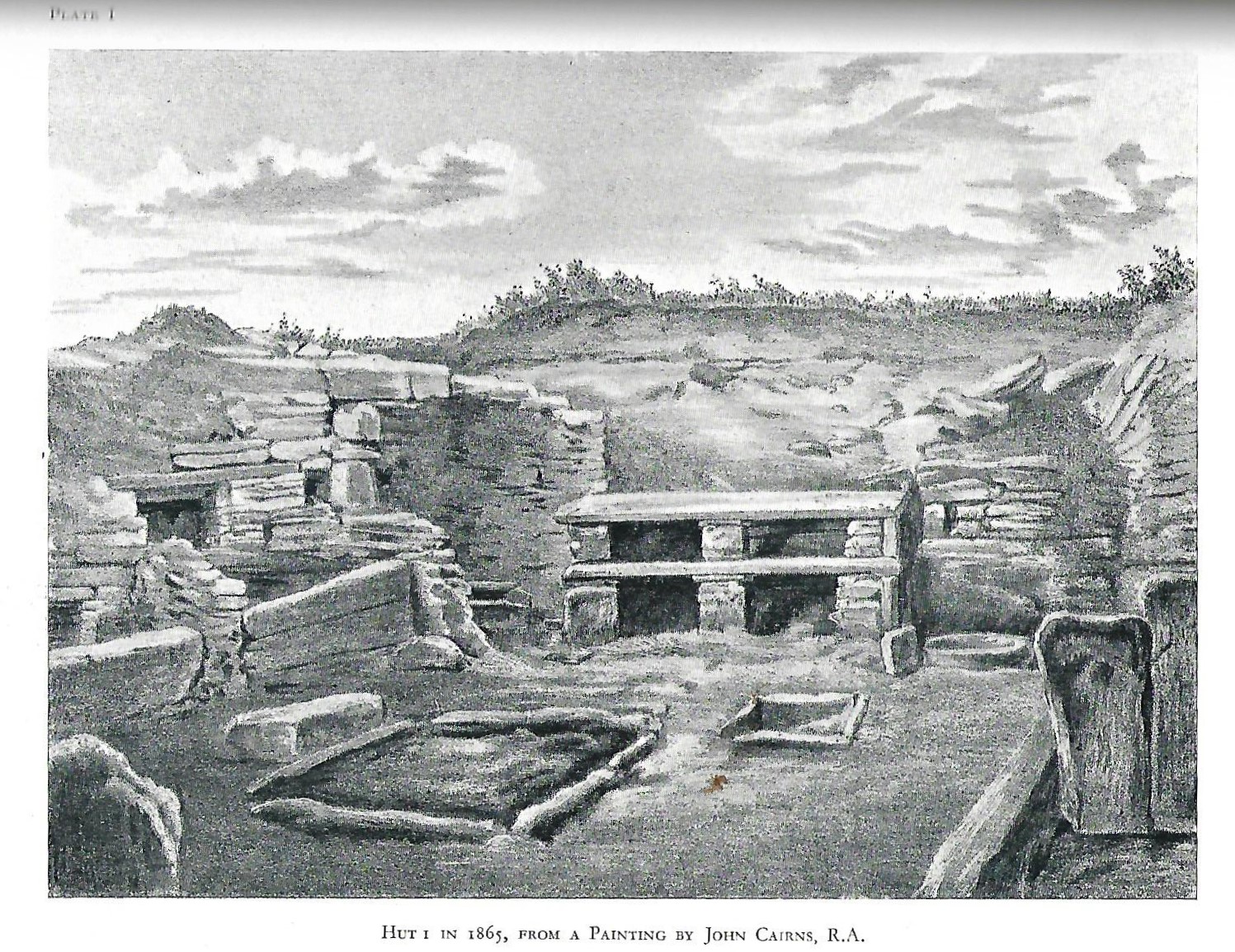 Old illustration Skara Brae illustration, Orkney Islands, Scotland, UK. #Orkneyology.com