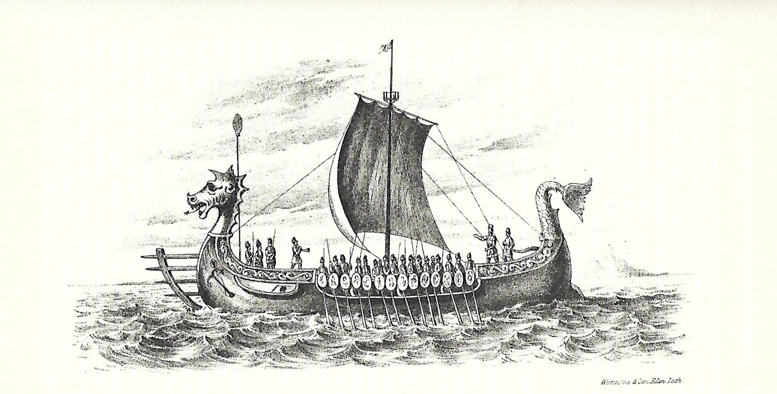 Victorian era illustration of a Viking longship Victorian era illustration of a Viking longship