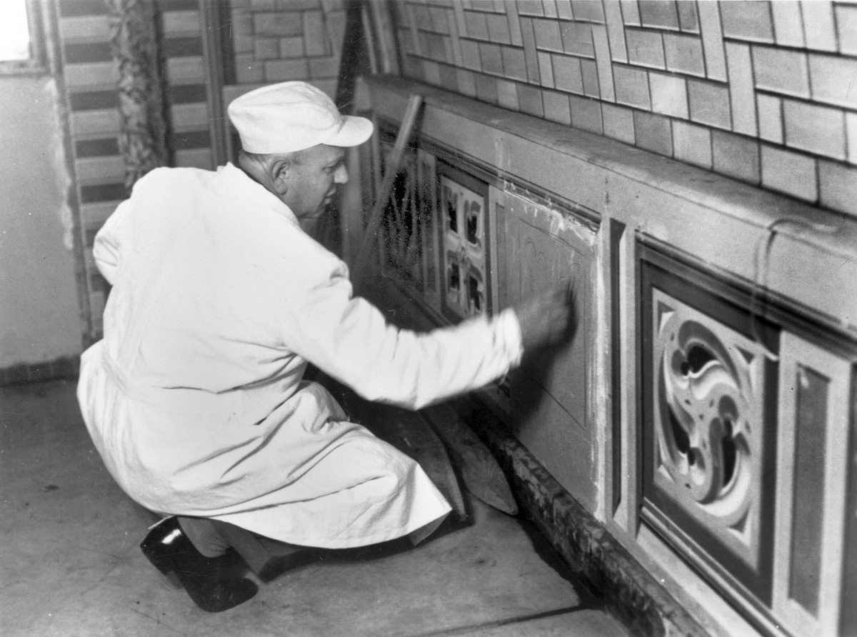 Chiochetti repairs his work in 1960 Domenico Chiocchetti, former Italian POW in the Orkney Islands, Scotland, re-visits his chapel in Lamb's Holm, Orkney to make repairs to his paintings. www.Orkneyology.com
