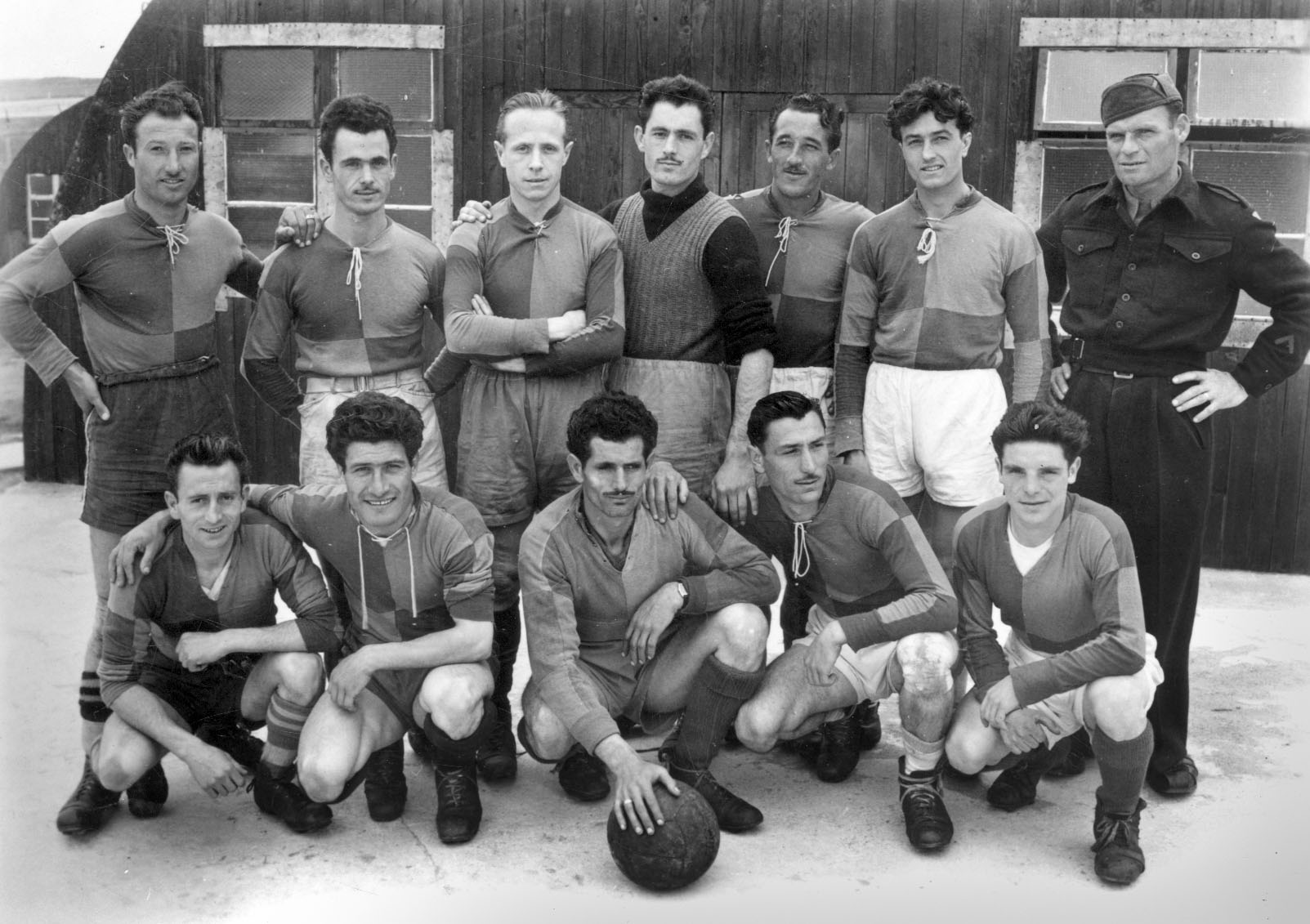 Football team at Camp 34 POW football team, Burray, Orkney, Scotland, Camp 34 WWII. #Orkneyology.com