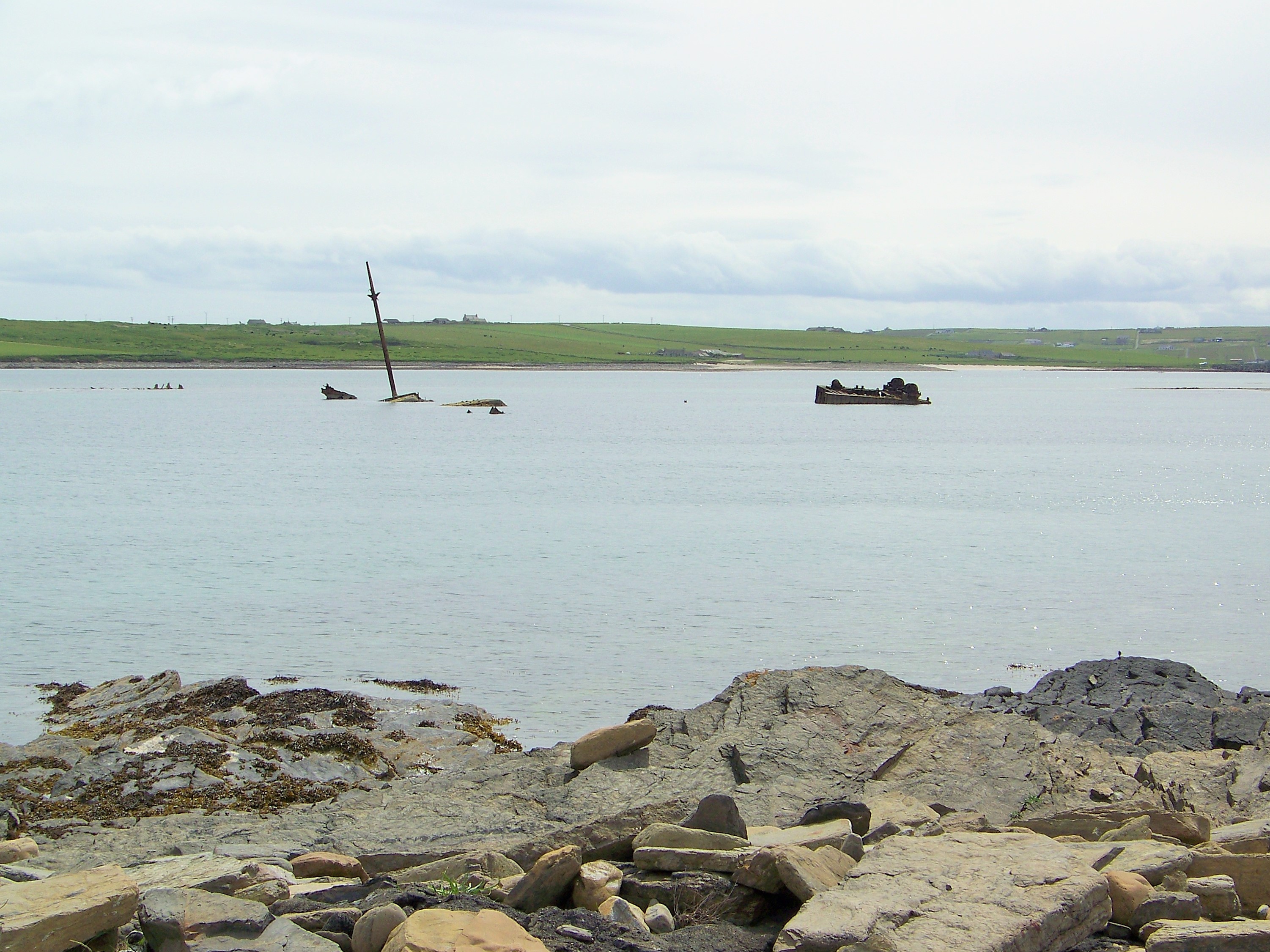 A closer view The Churchill Barriers near Lamb's Holm, Orkney Islands, Scotland. www.Orkneyology.com