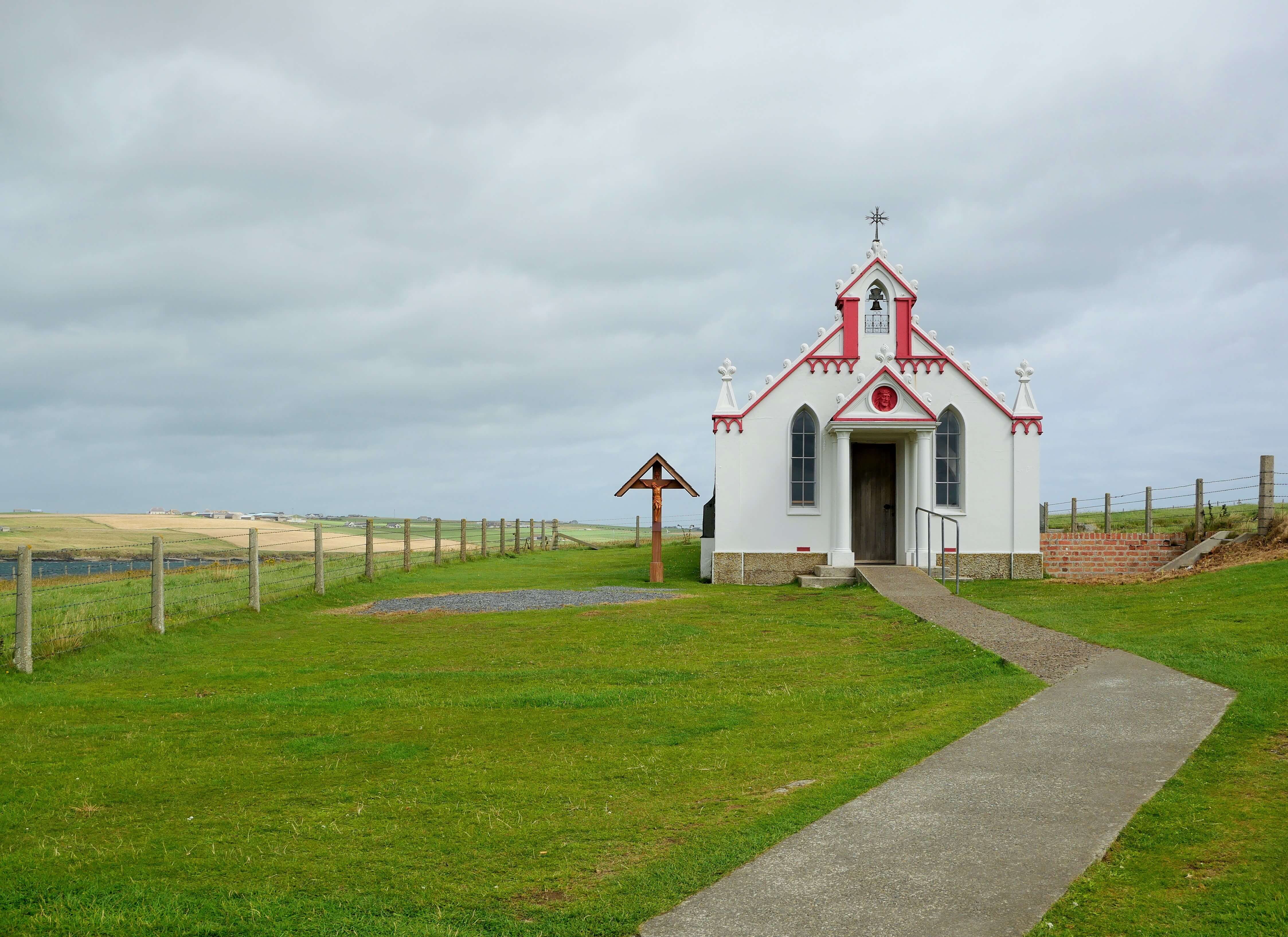 There must have been many a backward glance as they left. The chapel at Lamb Holm, Orkney Islands, Scotland. Built by Italian POWs in WWII. www.Orkneyology.com