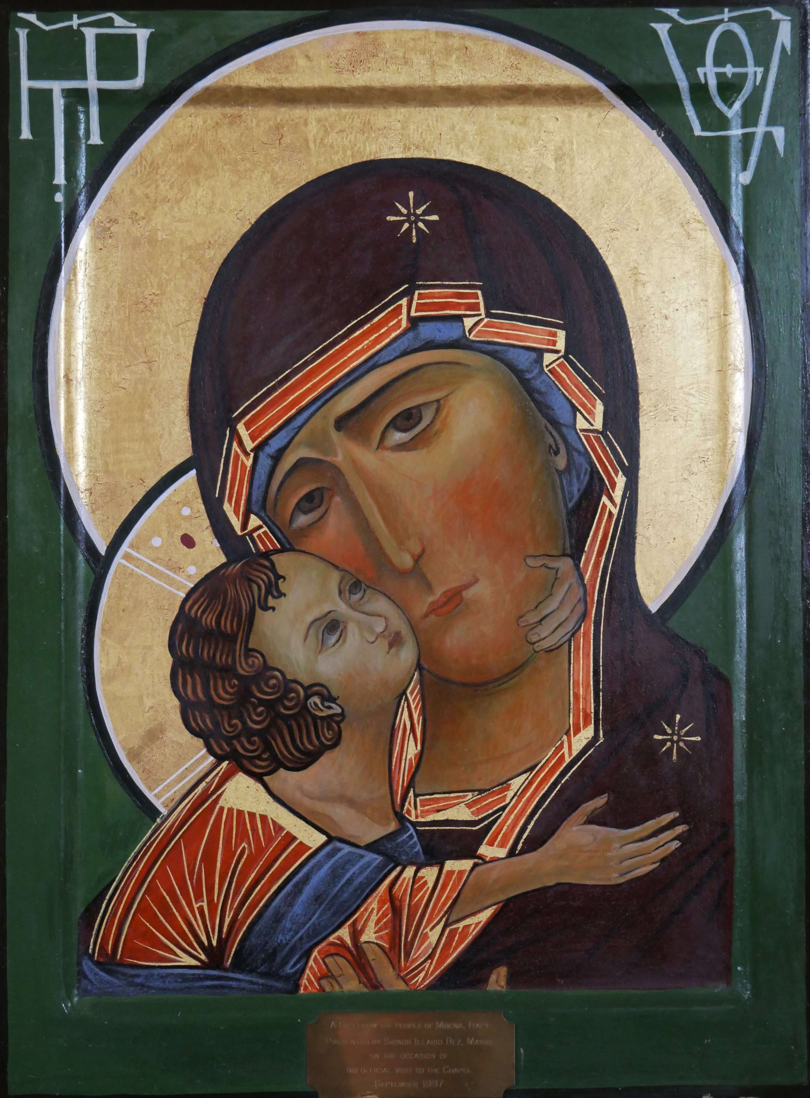 Madonna and child icon. The chapel at Lamb Holm, Orkney Islands, Scotland. Built by Italian POWs in WWII. www.Orkneyology.com