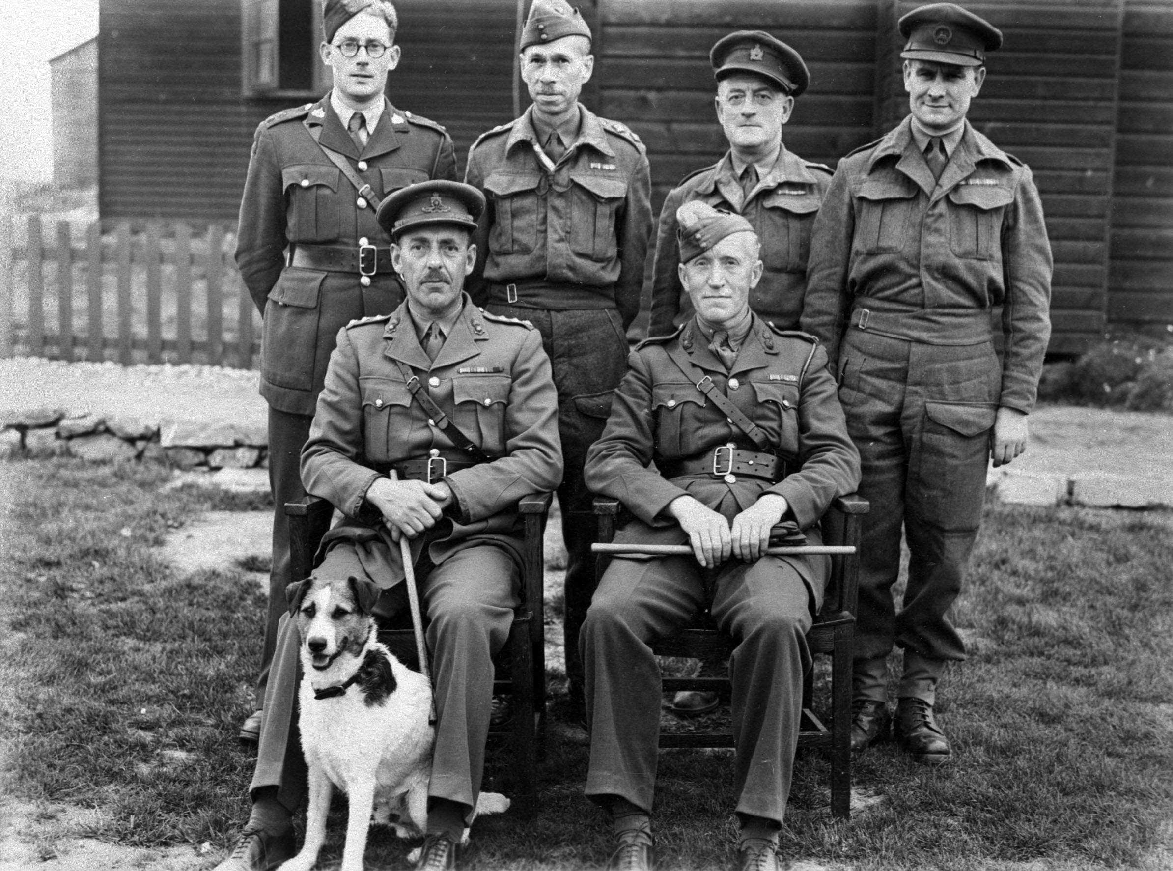 Lamb Holm camp officers - seated on the left is Major Buckland Camp commanders on Lamb's Holm for Italian POWs in the Orkney Islands, Scotland. www.Orkneyology.com