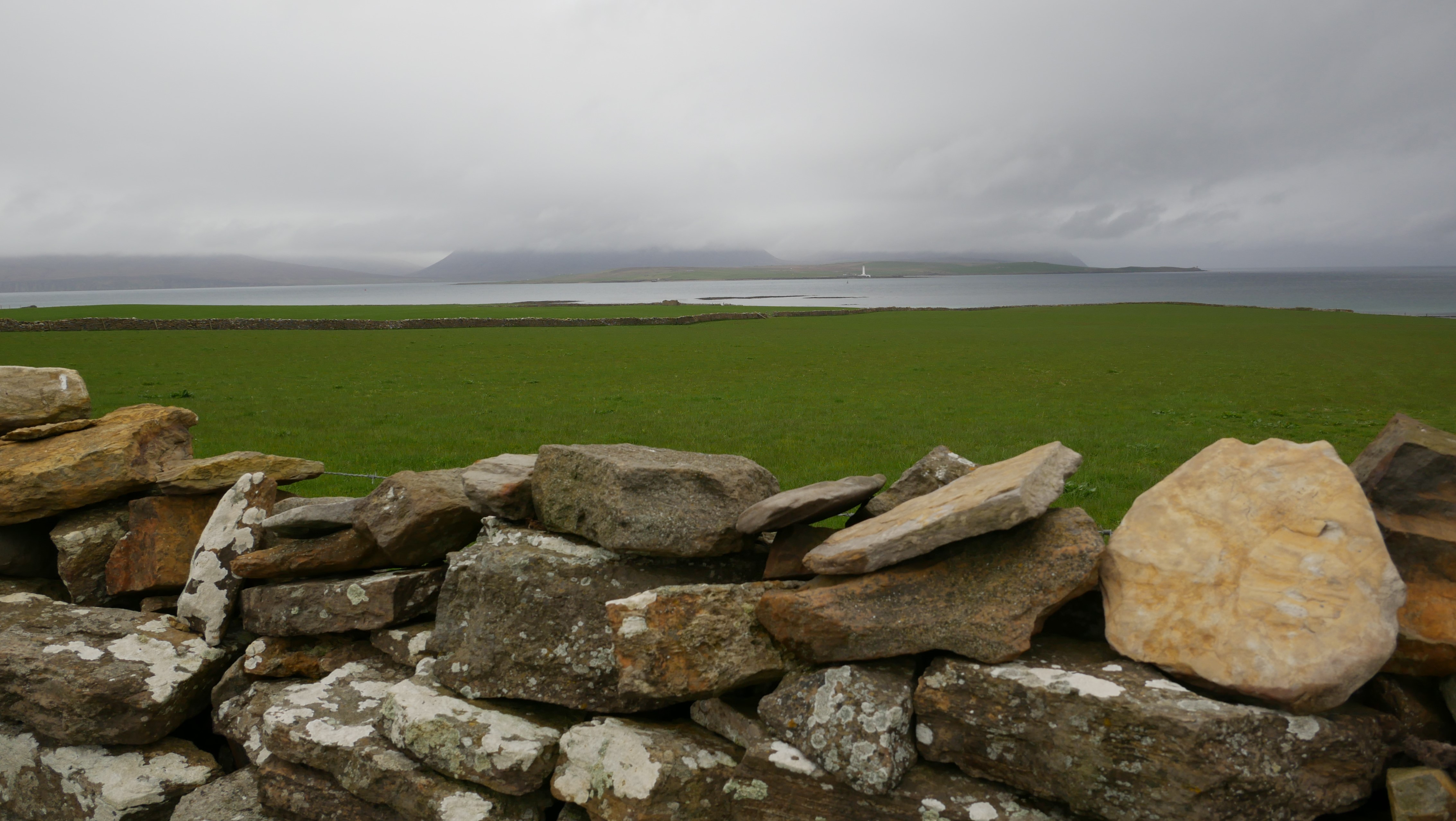 A spooky day View from the Hall of Clestrain, Orphir, Orkney Islands, Scotland, UK