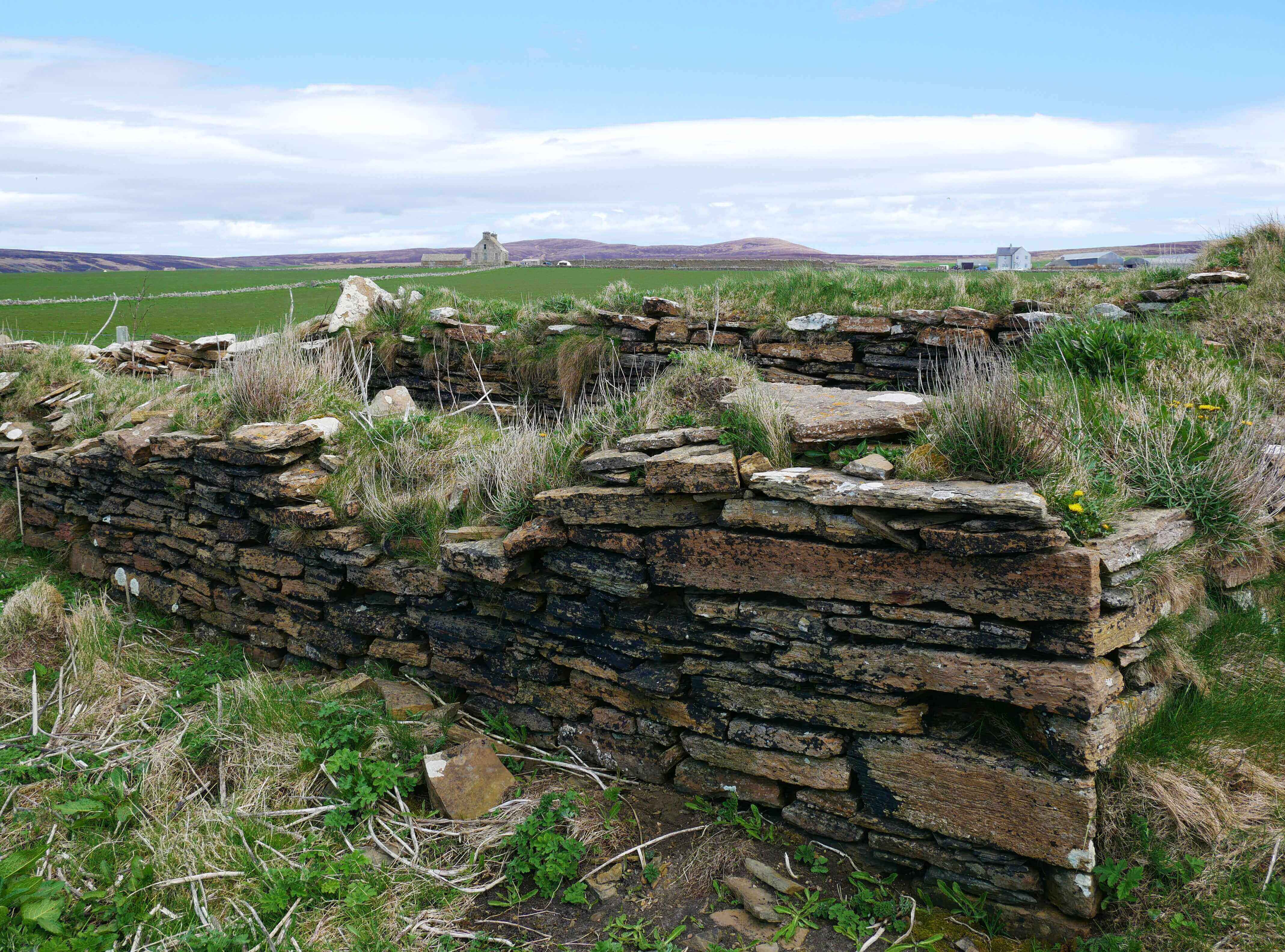 Remains of the sail store Ruinous sail store at the shore near the Hall of Clestrain, Orkney Islands, Scotland.