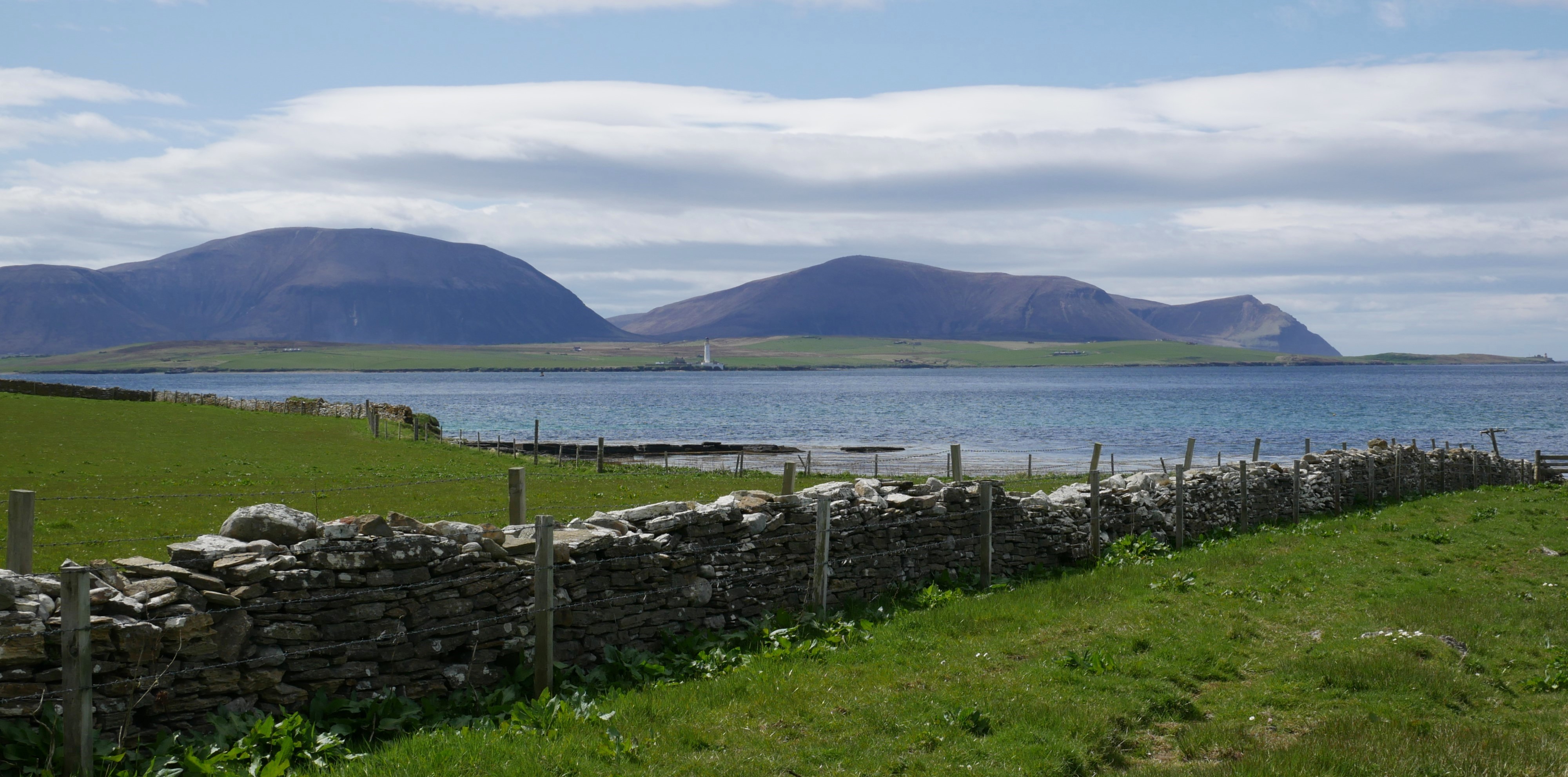 The view that John Rae grew up seeing every day View of Hoy Hills from the Hall of Clestrain, Orphir, Orkney Islands, Scotland, UK
