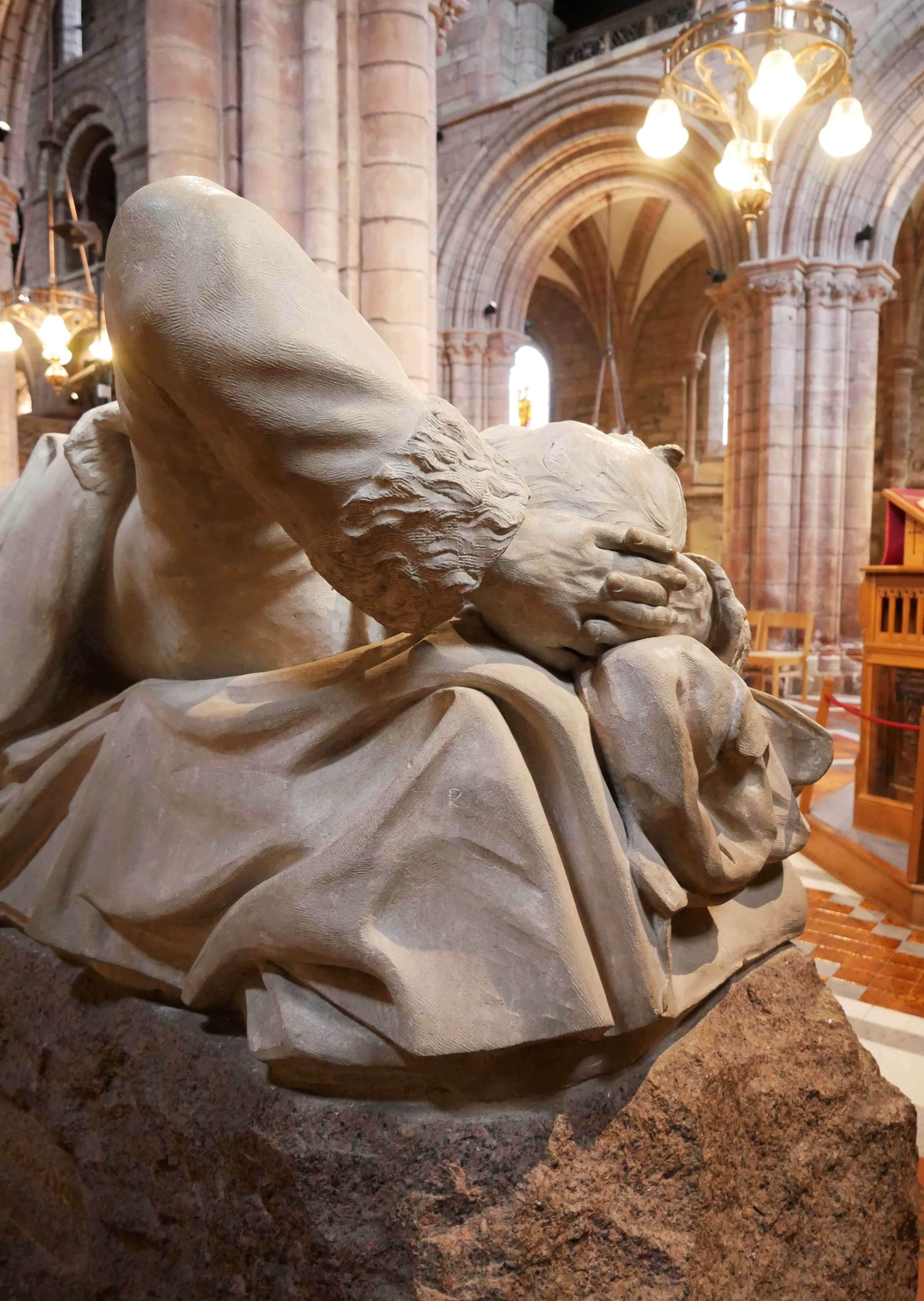 Statue memorial of Arctic explorer J Rae in St Magnus Cathedral, Orkney Islands, Scotland, UK