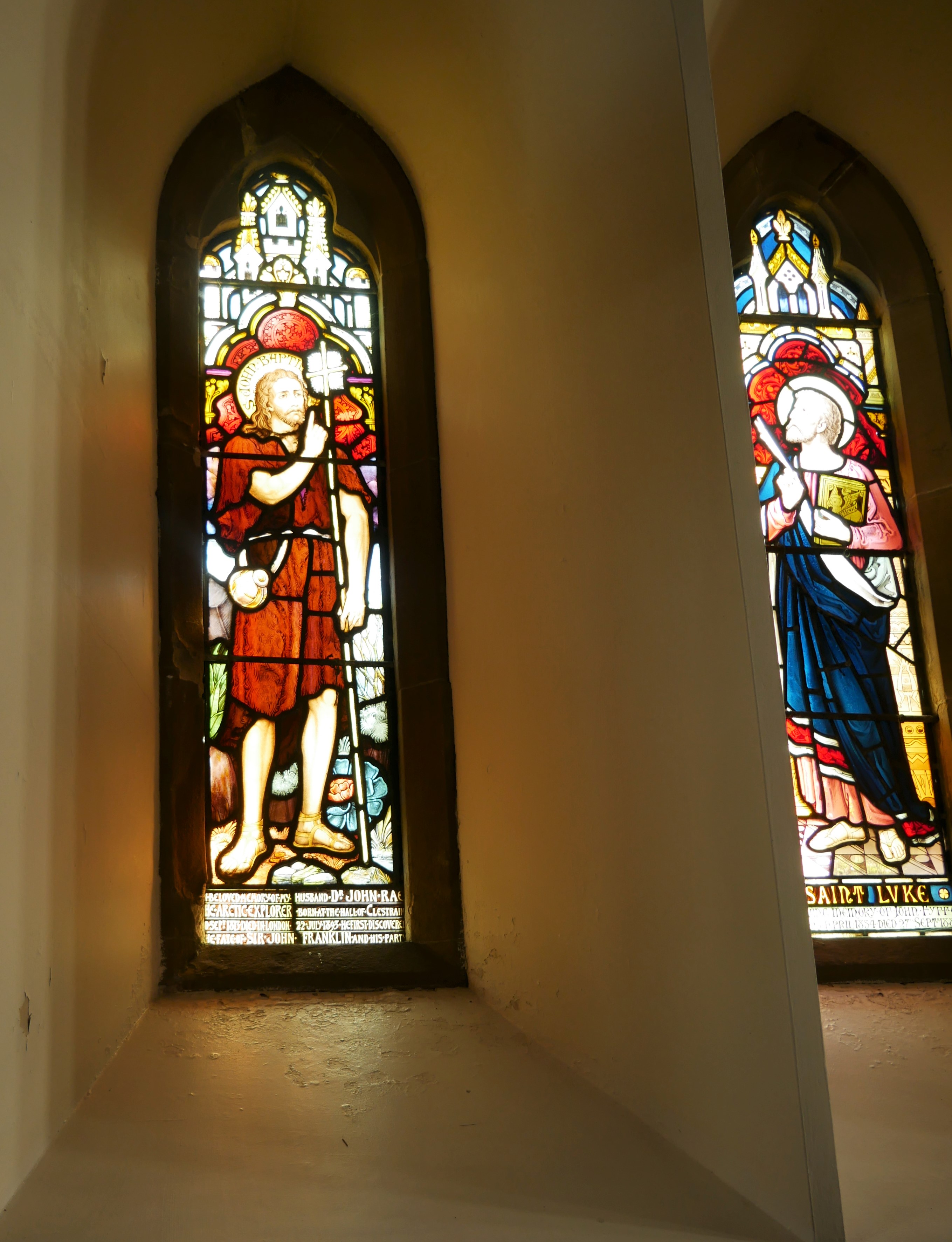 For John Rae Window dedicated to the Arctic explorer by his wife, Kate Rae, St Olaf's Church, Kirkwall, Orkney Islands, Scotland, UK
