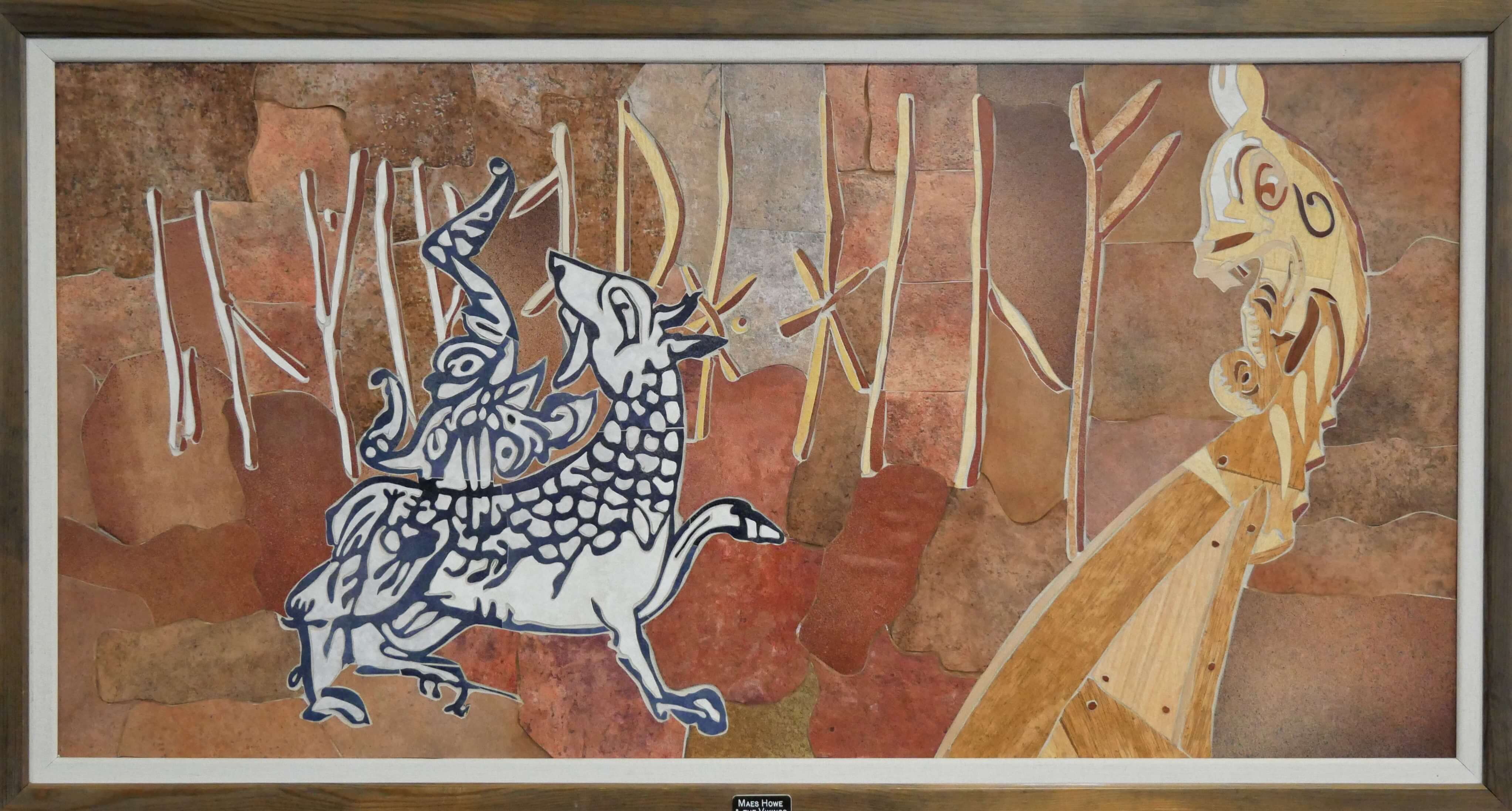 Maeshowe Dragon, mosaic at the airport in Kirkwall, Orkney, by artist Sheila Scott. www.orkneyology.com