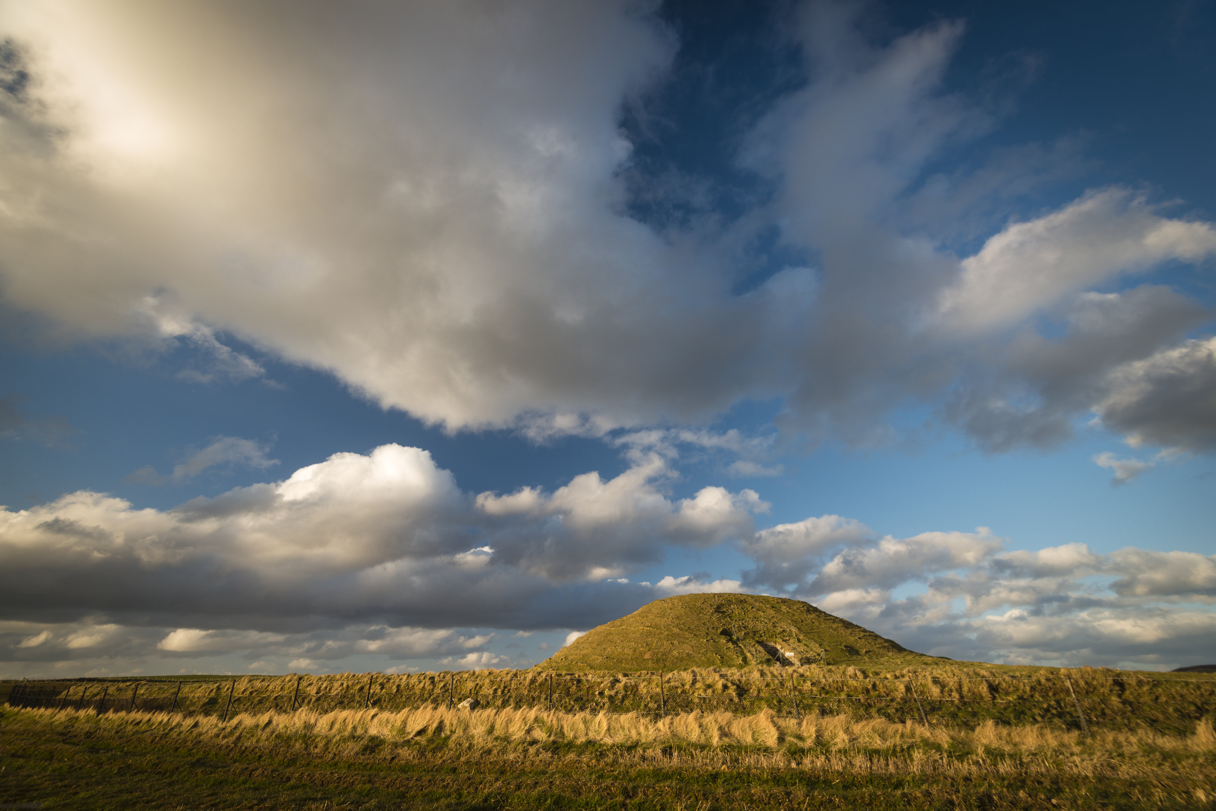 Beautiful mound The Neolithic chambered tomb in Stenness, Orkney Islands, Scotland. www.Orkneyology.com