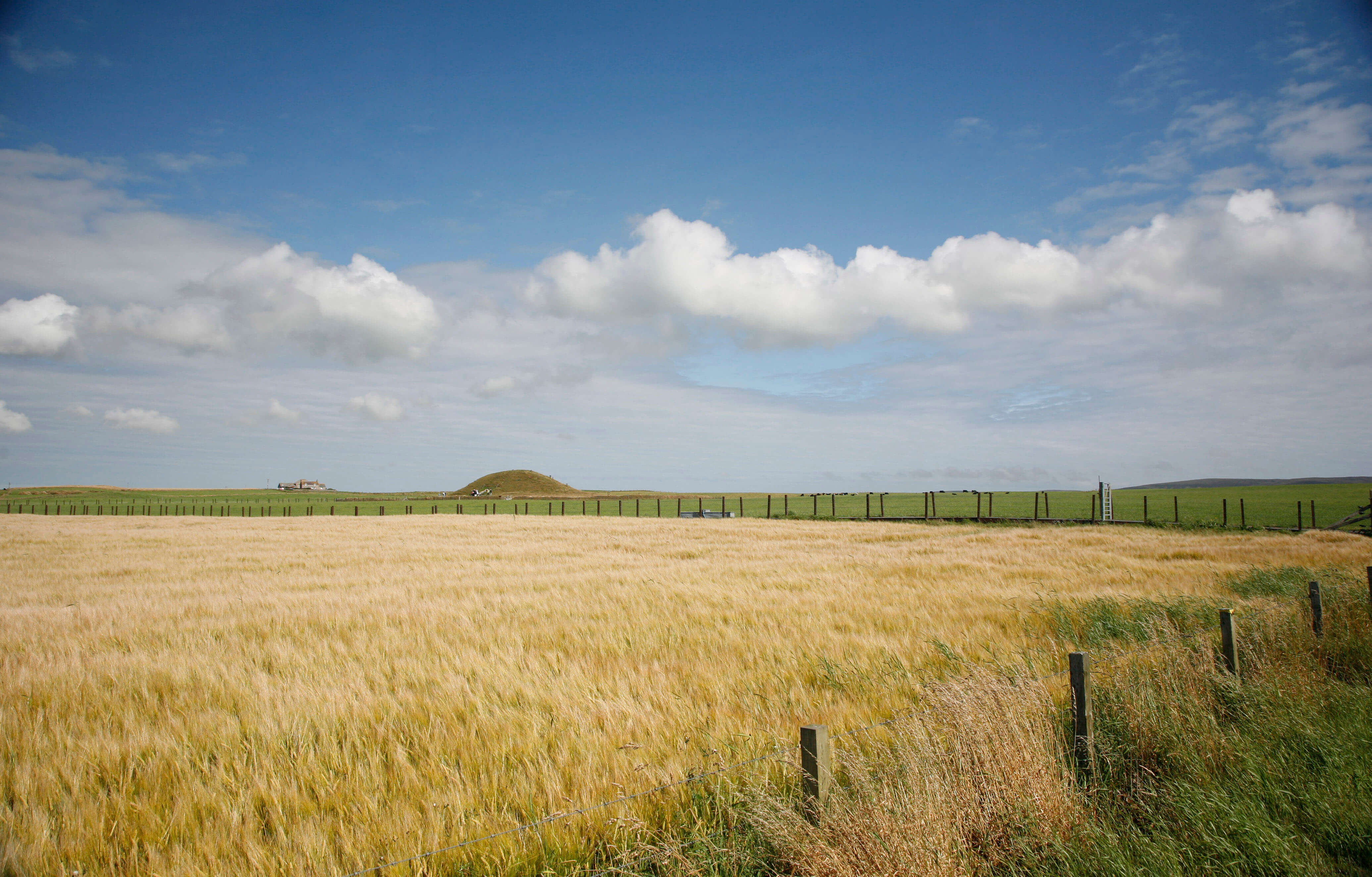 Maeshowe - impressive even from a distance the Neolithic chambered tomb in Stenness, Orkney Islands, Scotland. www.Orkneyology.com