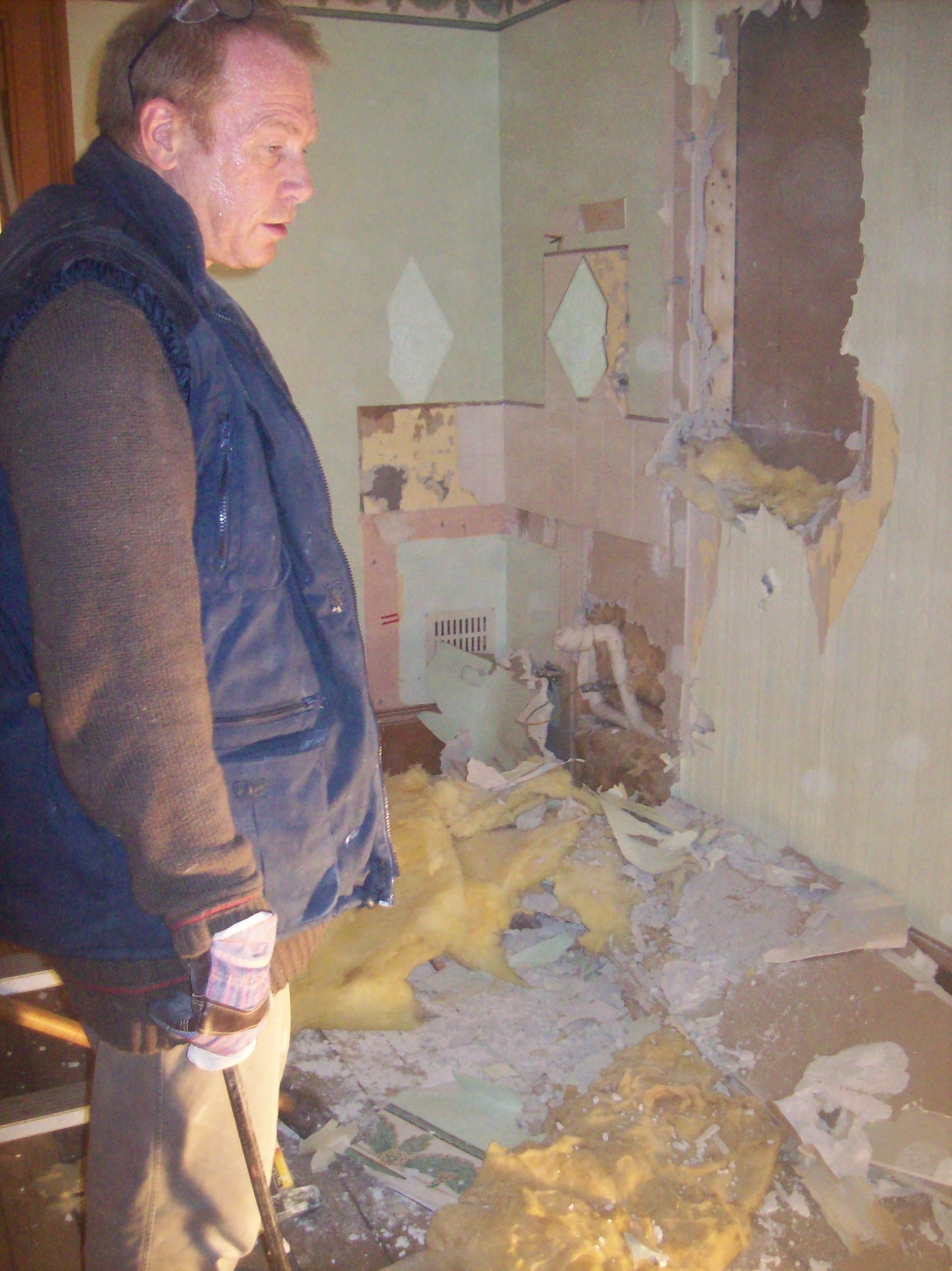 Poor Antony - he looks defeated, doesn't he? Antony Hodgson contemplating a mess as he restores the Kirkwall mansion, now a B&B. www.Orkneyology.com