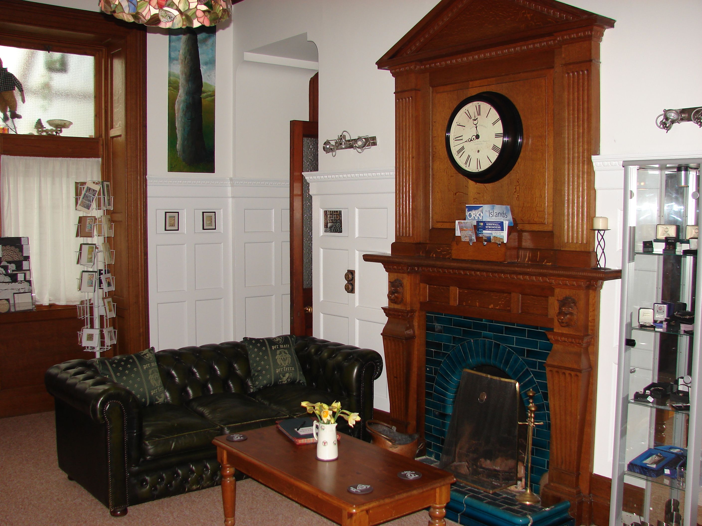 Look at those gorgeous blue tiles! Orkney Islands, Scotland - the historic Highland Park mansion in Kirkwall, Orkney, now a gorgeous bed and breakfast. www.Orkneyology.com