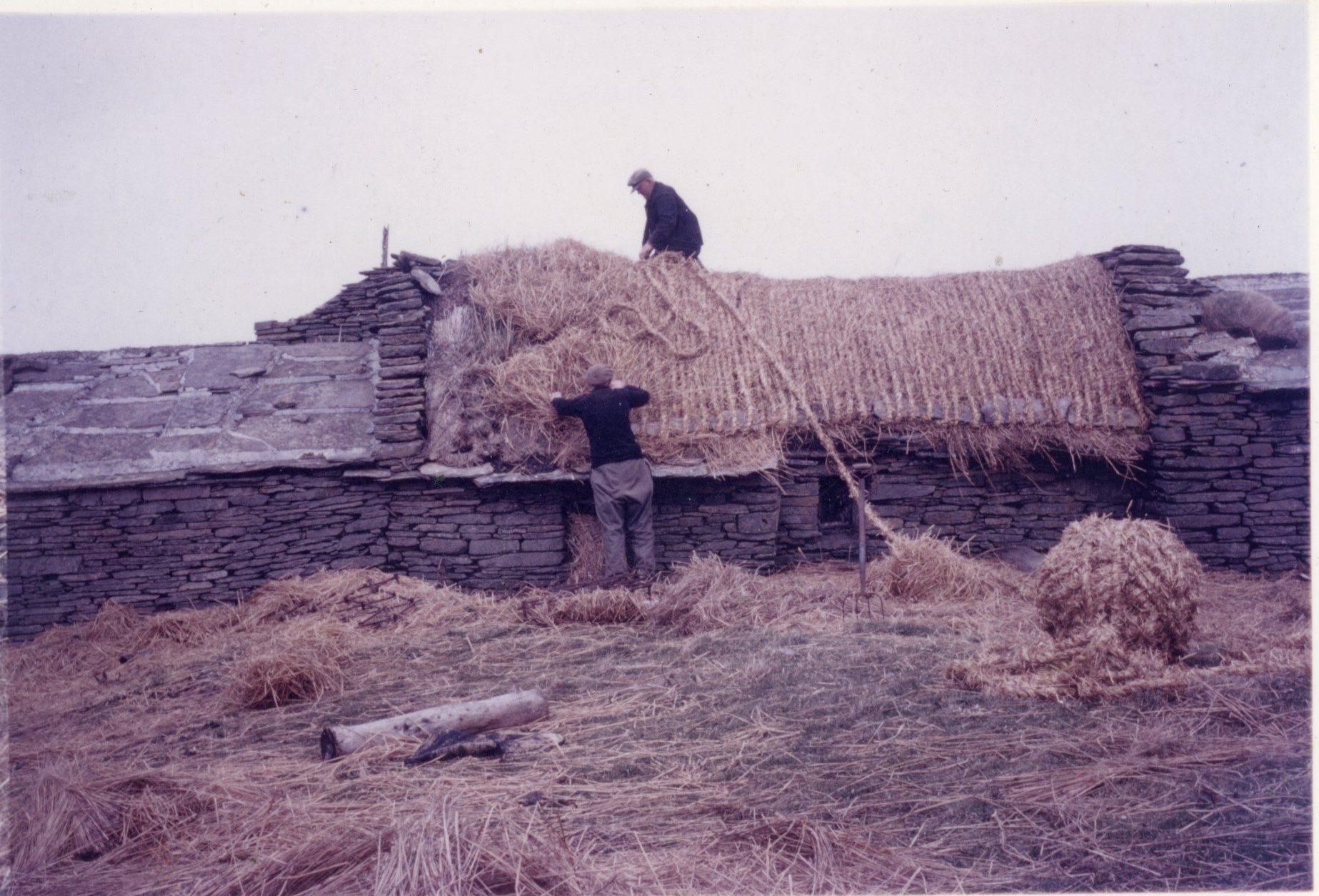 Roofing with simmons Roofing with simmons in North Ronaldsay, Orkney Islands, Scotland. Photo from the collection of Ian Scott, North Ron.