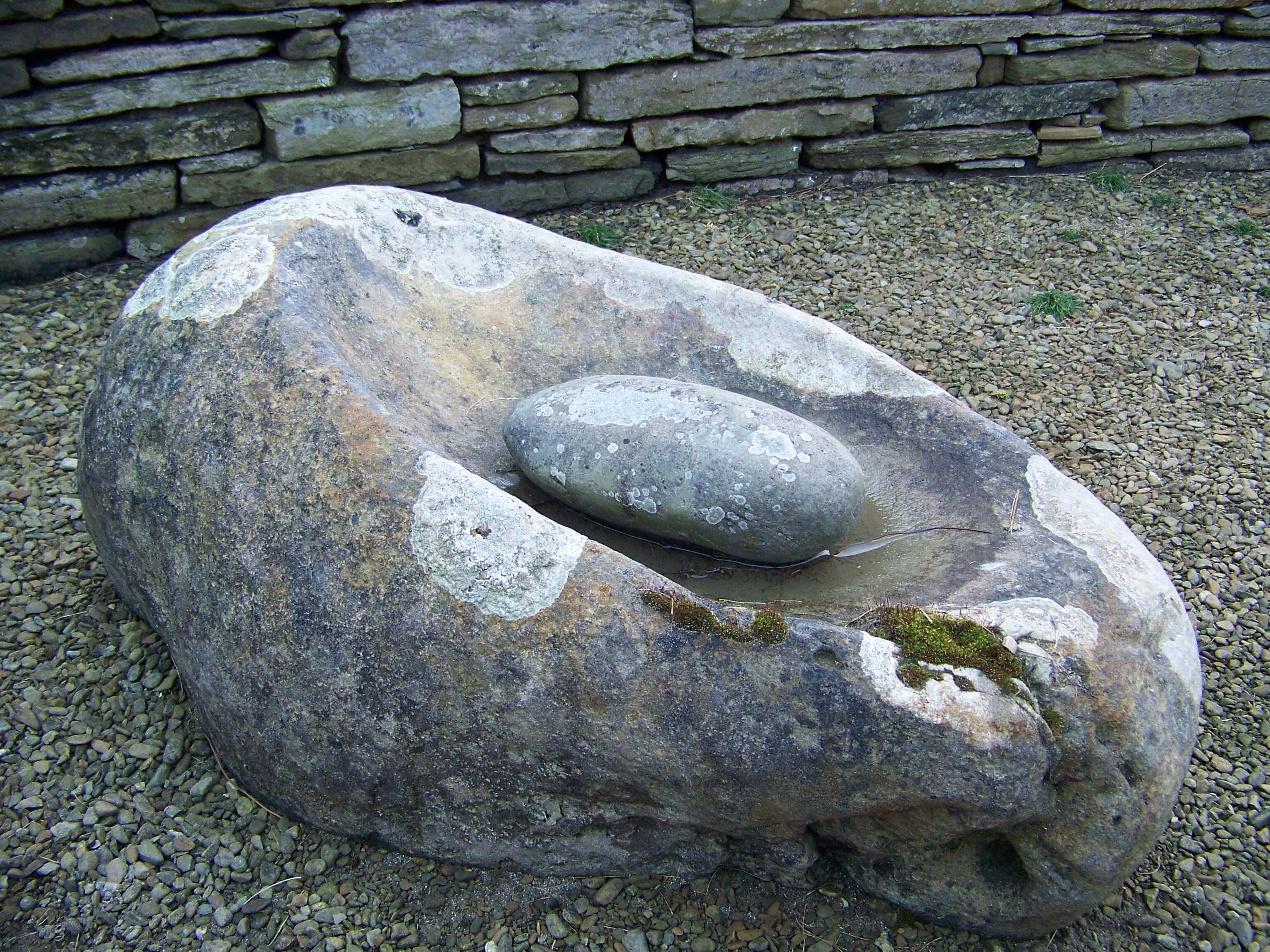 Grinding stones from the Knap of Howar, island of Papa Westray Grinding stone from the ancient Knap of Howar, Papa Westray, Orkney Islands, Scotland. #Orkneyology.com