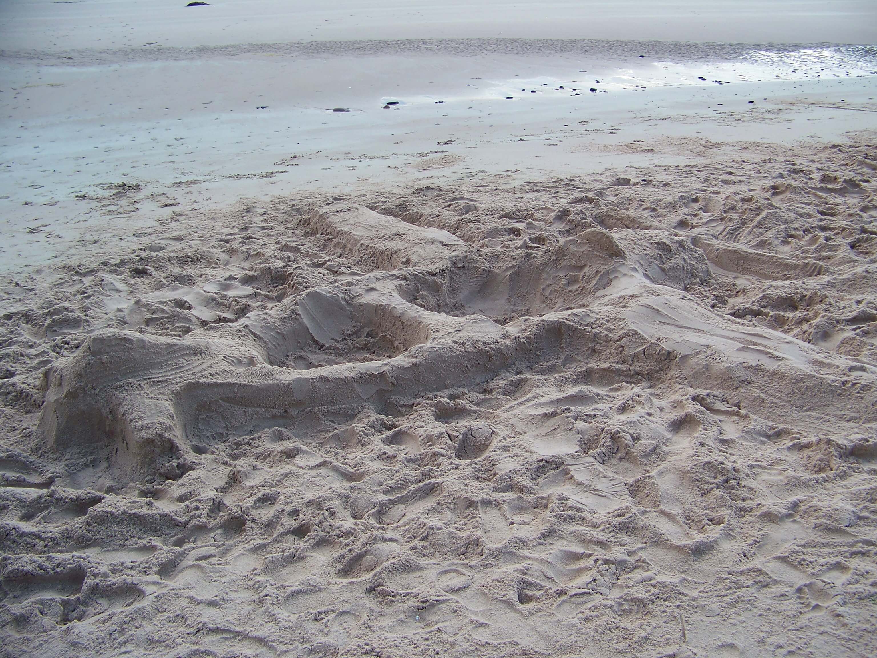 Sand sculpture on the beach, Hoy, Orkney