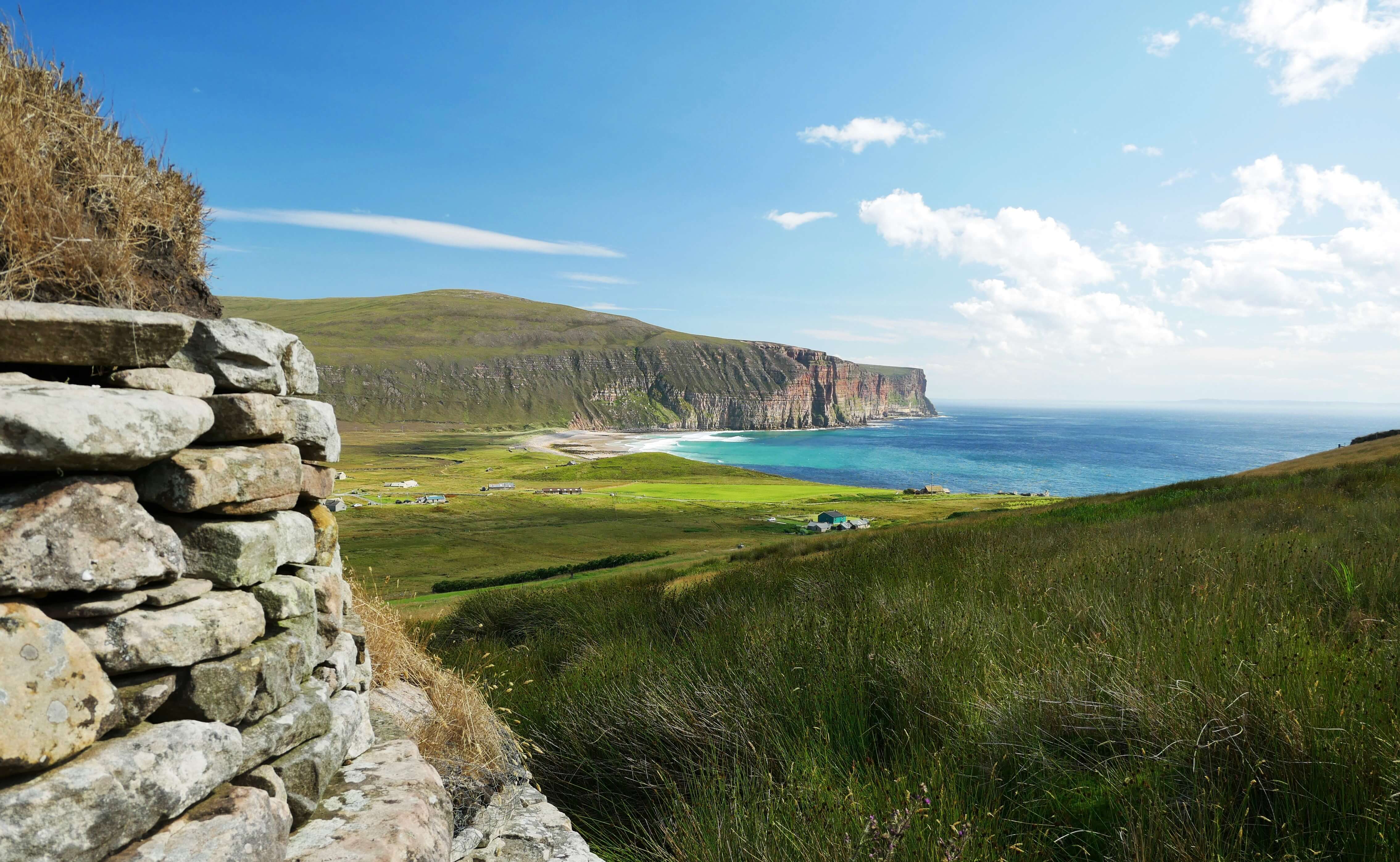 The inspiring view from one of Rackwick's folk museums. You could find yourself alone here, enjoying one of the most beautiful places you'll ever see. View from a folk museum, Rackwick, island of Hoy, Orkney, Scotland, UK