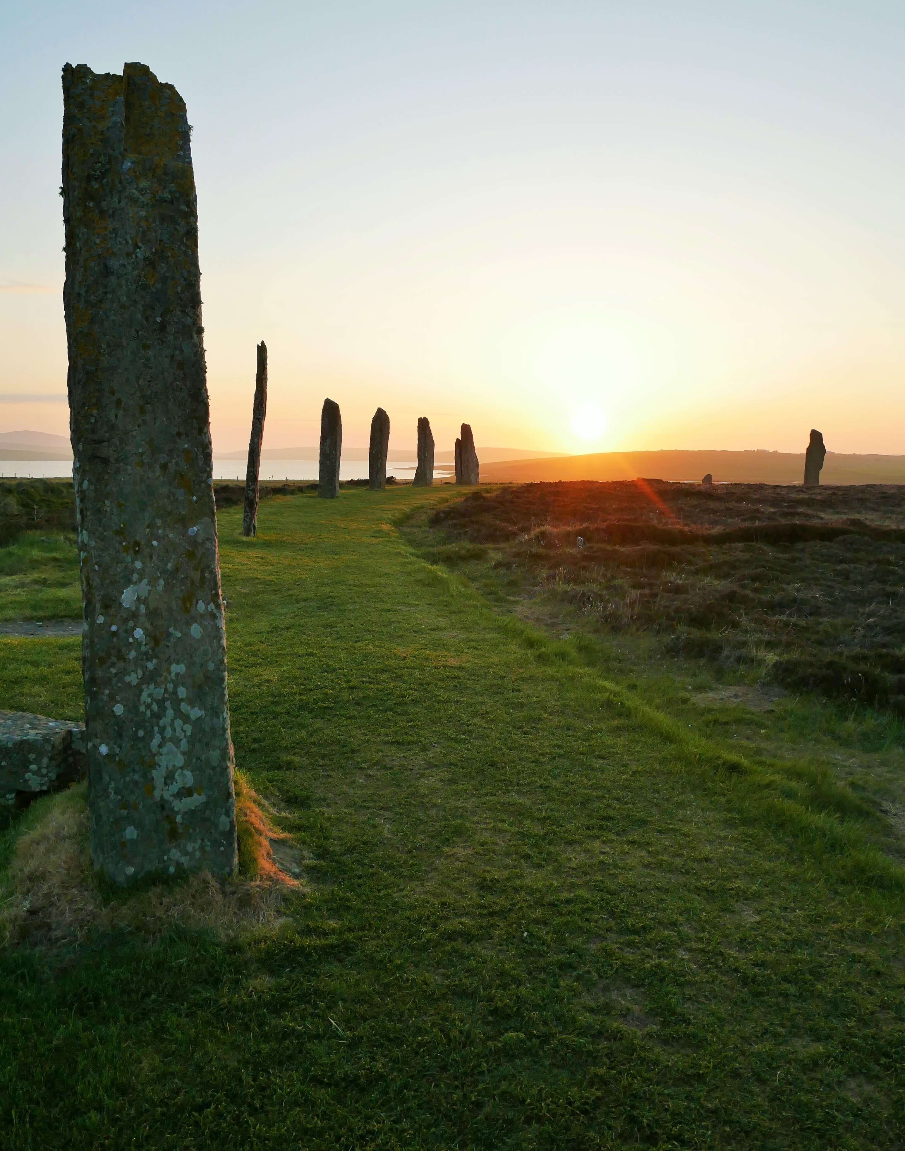 Sunset at the Ring Ring of Brodgar, Orkney Islands, Scotland, UK - https://www.orkneyology.com