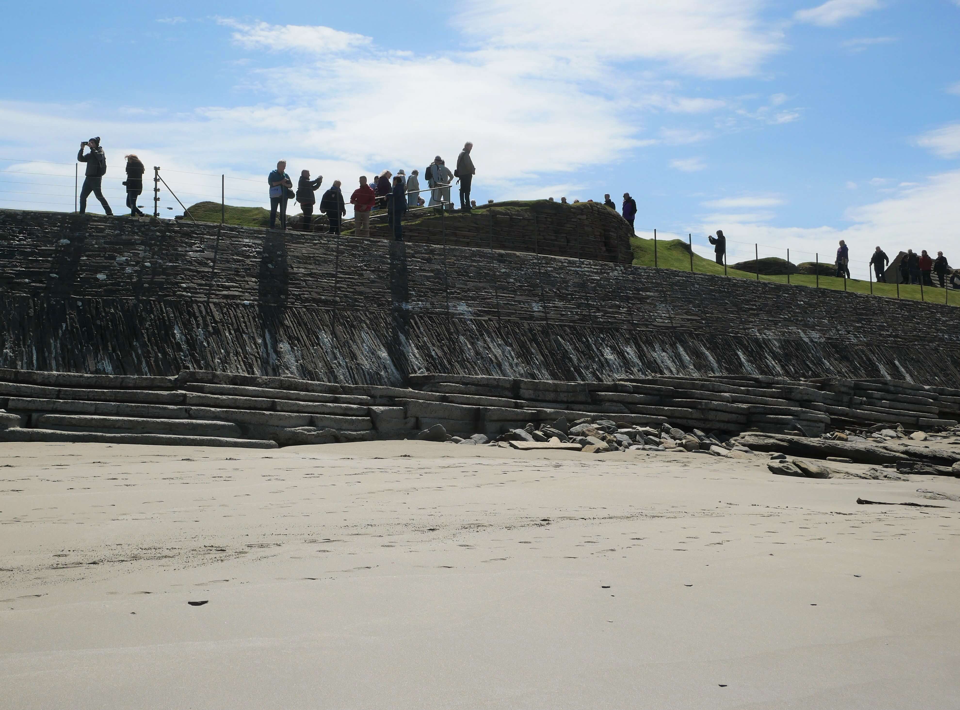The sea wall today - still standing! Sea wall at the Neoltithic village at Skaill Beach, Sandwick, Orkney Islands, Scotland. #Orkneyology.com
