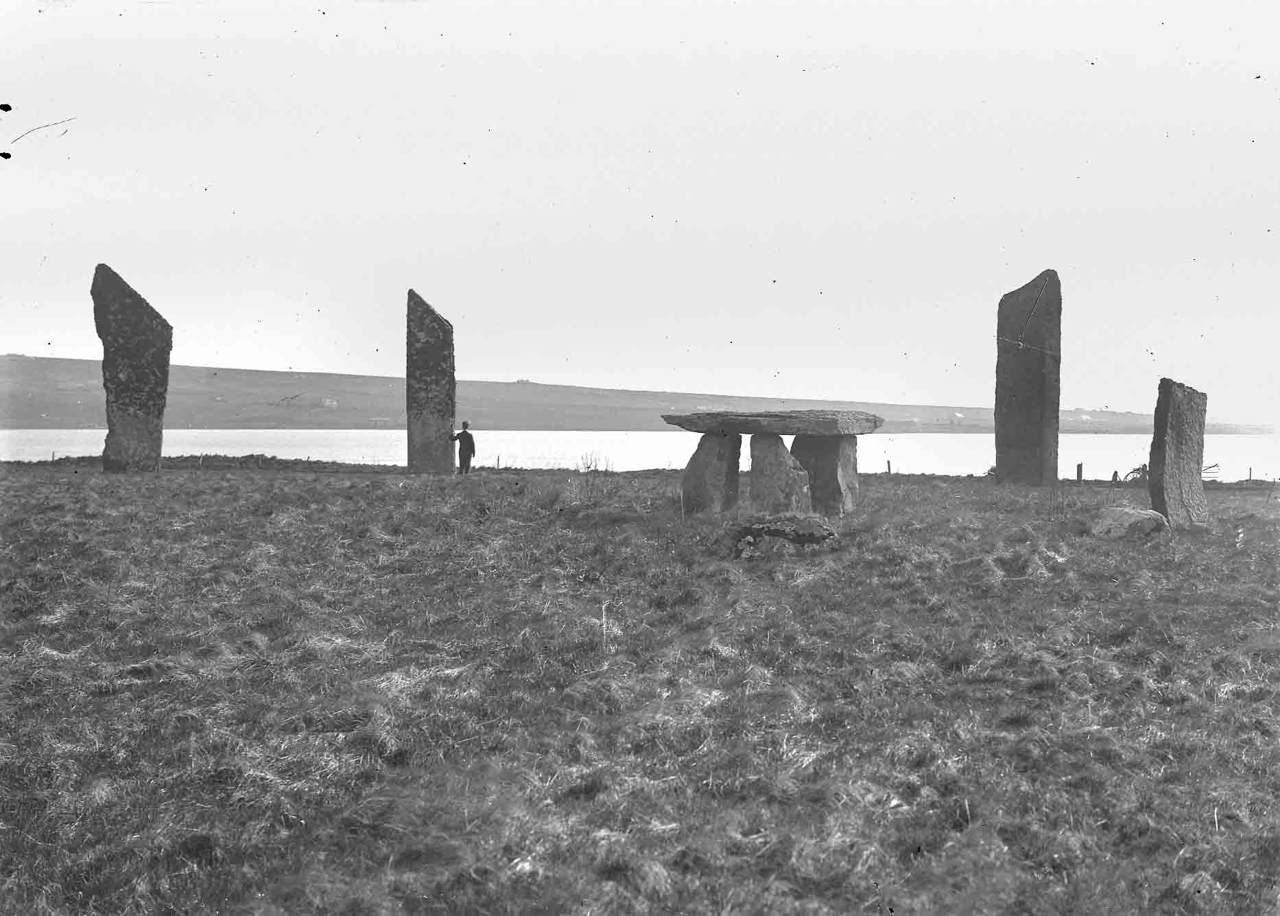 Tom Kent photo of the fake dolmen Tom Kent photo- fake dolmen at Orkney's Stones of Stenness, Orkney Islands, Scotland. Courtesy Orkney Library and Archive Orkneyology.com