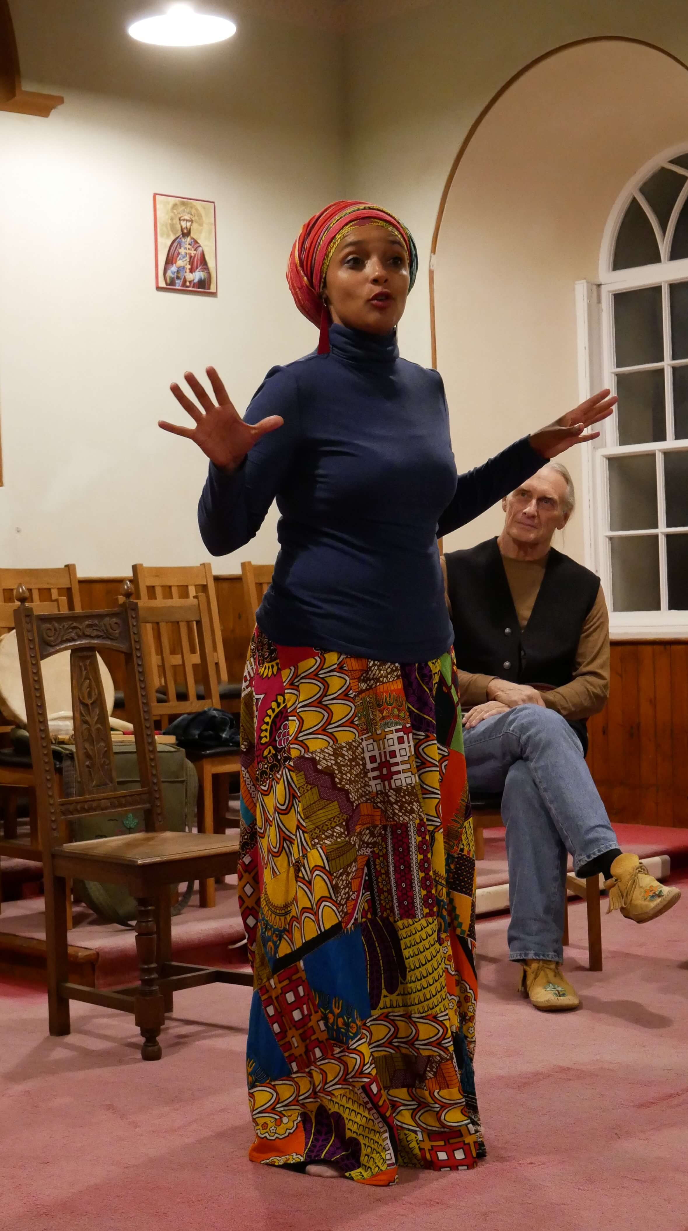 Storyteller Mara Menzies at the 2019 Orkney Storytelling Festival, Orkneyology.com