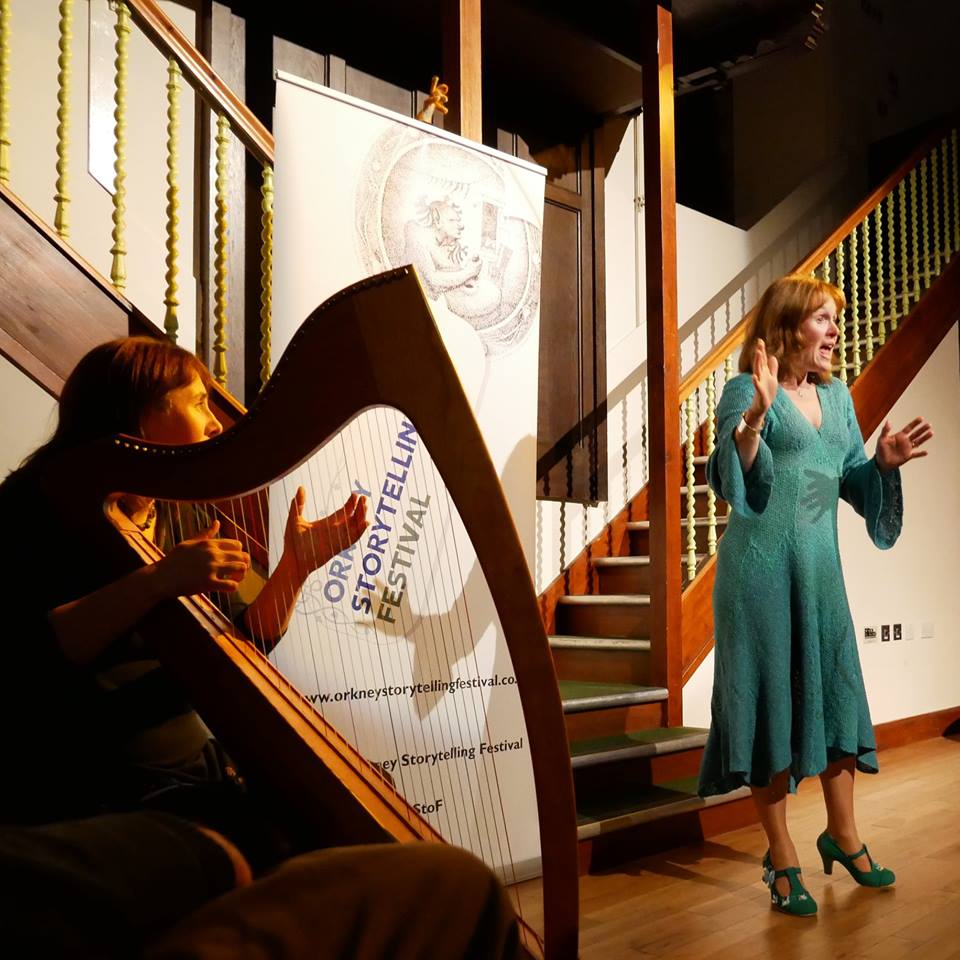 Storytellers Claire McNicol and Heather Yule being amazing Storytellers Clair McNicol and Heather Yule performing at the annual storytelling festival in Sotland's Orkney Islands