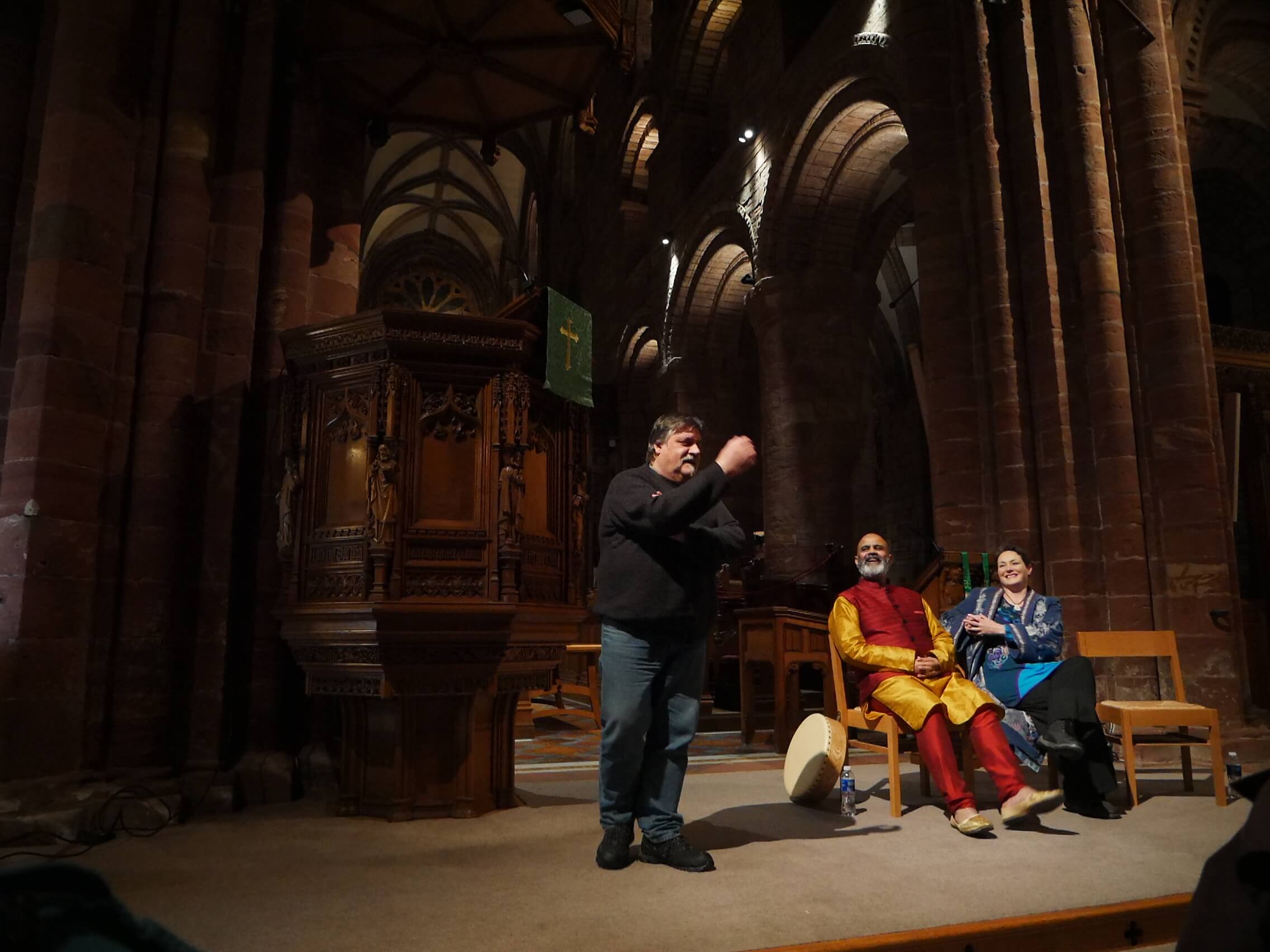 Tom Muir, Peter Chand and Lyndsay Gibb at the 2023 Orkney Storytelling Festival Storytelling23