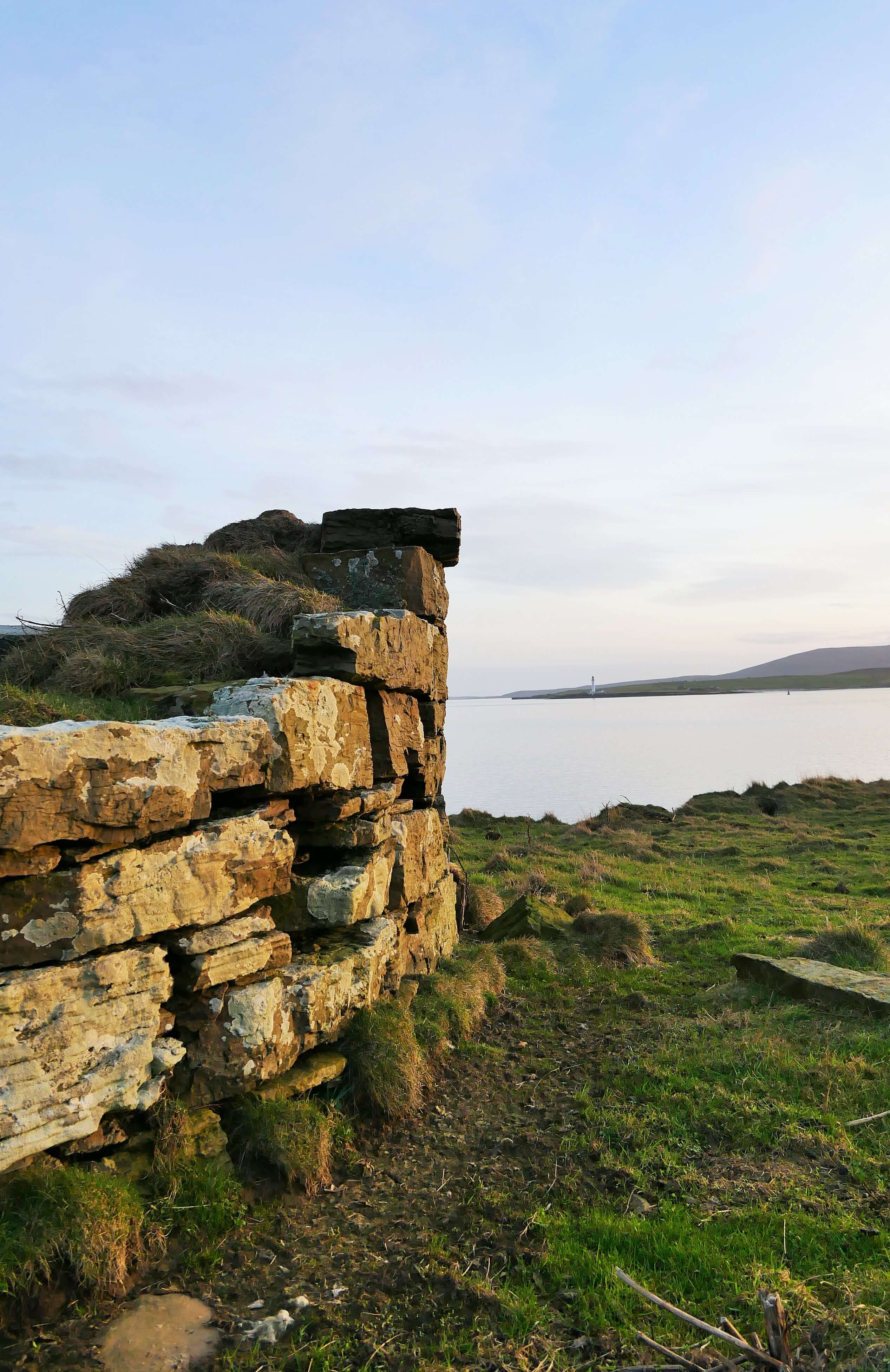Remains of a fish curing house on a tidal island, Stromness, Orkney Islands, Scotland, UK. Orkneyology.com