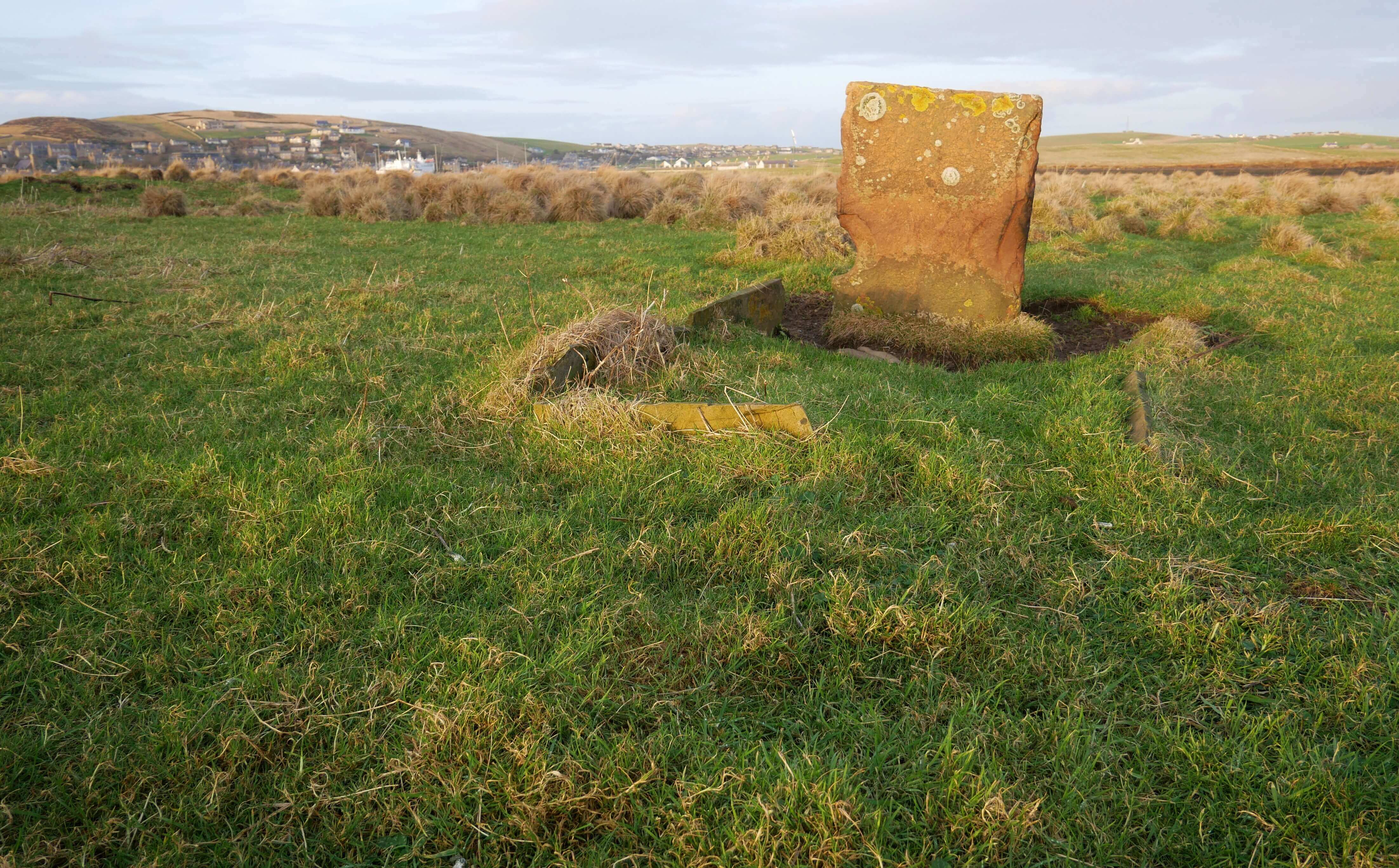 Unmarked grave on a tidal island in Stromness, Orkney Islands, Scotland, UK