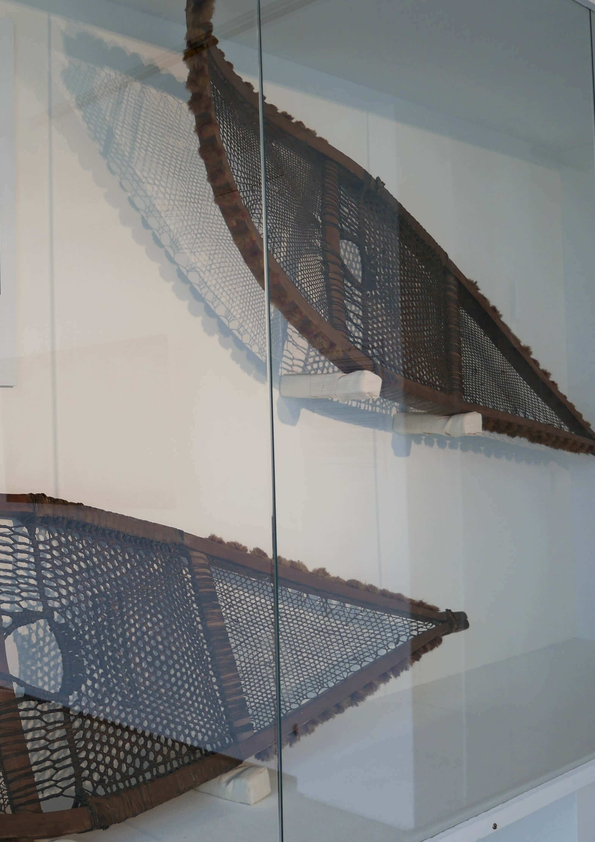 John Rae's snowshoes, as displayed in The Pier Arts Centre during internationally-renowned artist Barbara Rae's exhibition, 'The Northwest Passage.' Arctic explorer J Rae's snowshoes, Stromness Museum, Orkney Islands, Scotland, UK