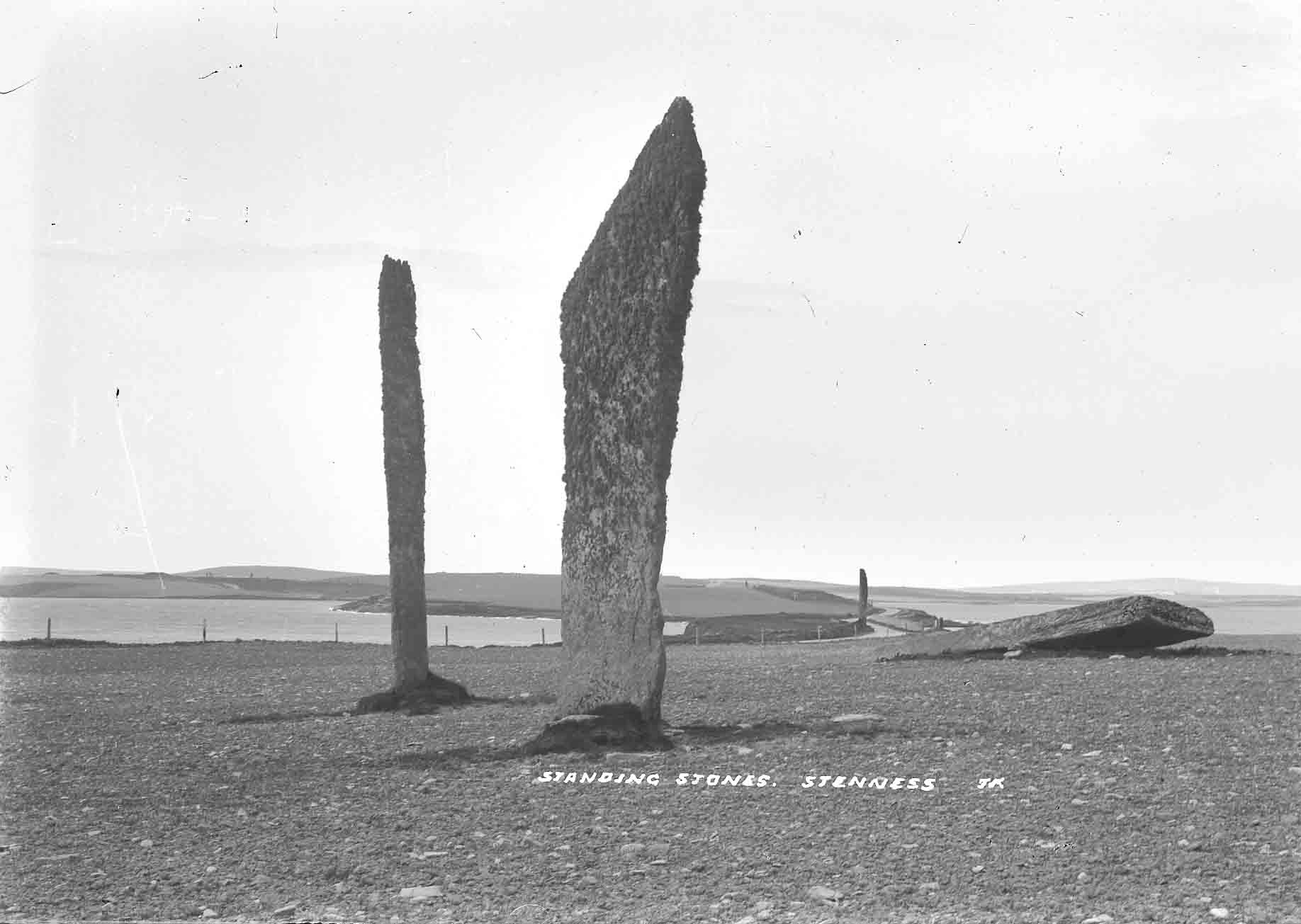 The fallen stone Fallen stone at the standing stones of Stenness, Orkney Islands, Scotland. Courtesy of Orkney Library and Archive. Orkneyology.com